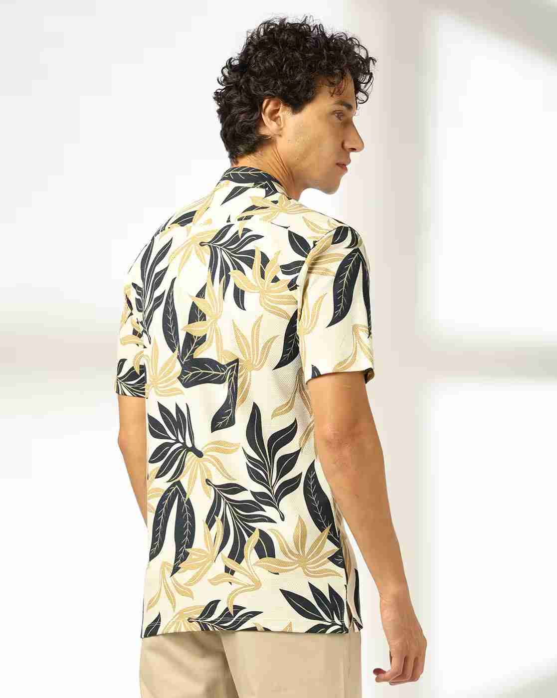 NETPLAY | Men Leaf Print Slim Fit Shirt|2