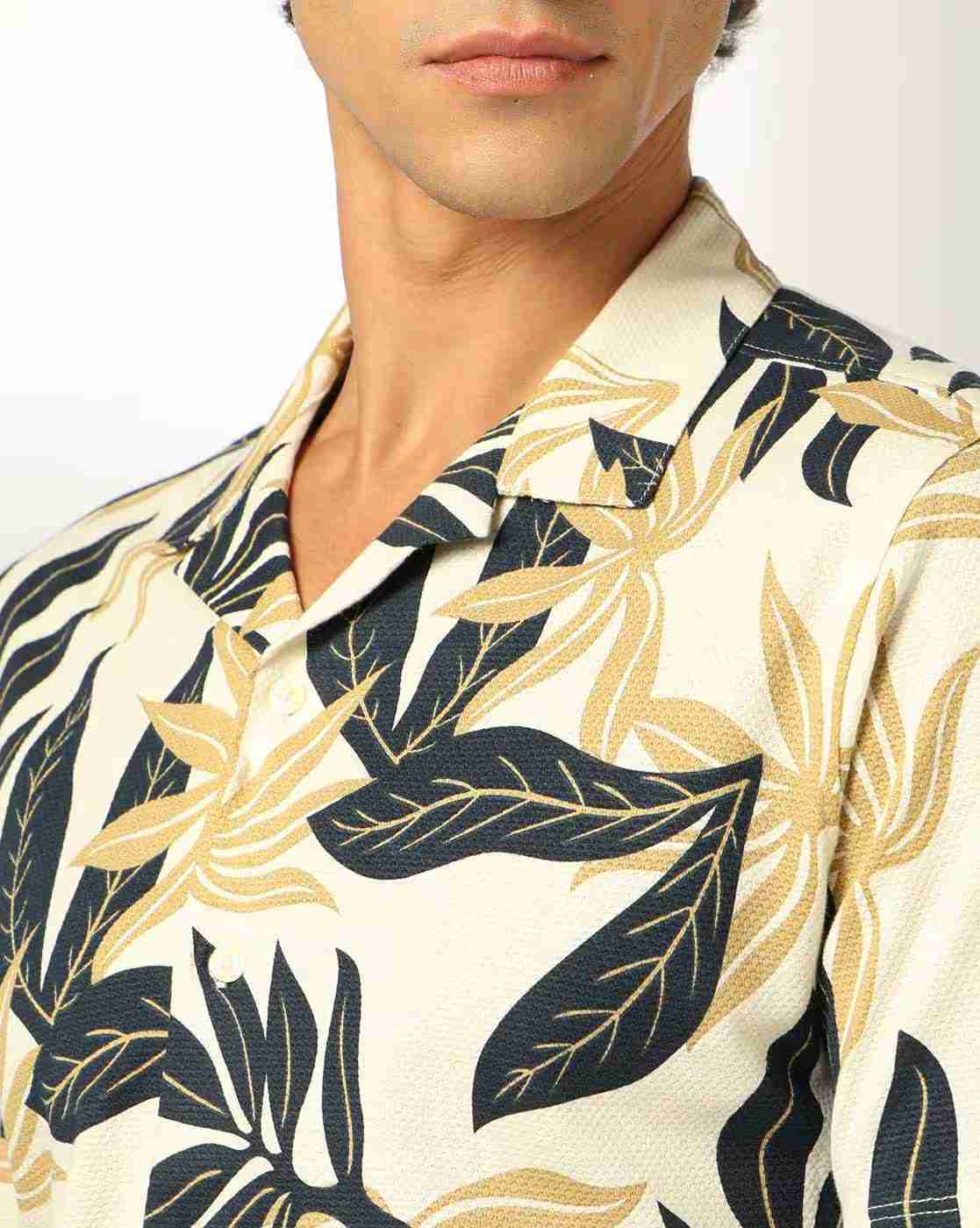 NETPLAY | Men Leaf Print Slim Fit Shirt|3