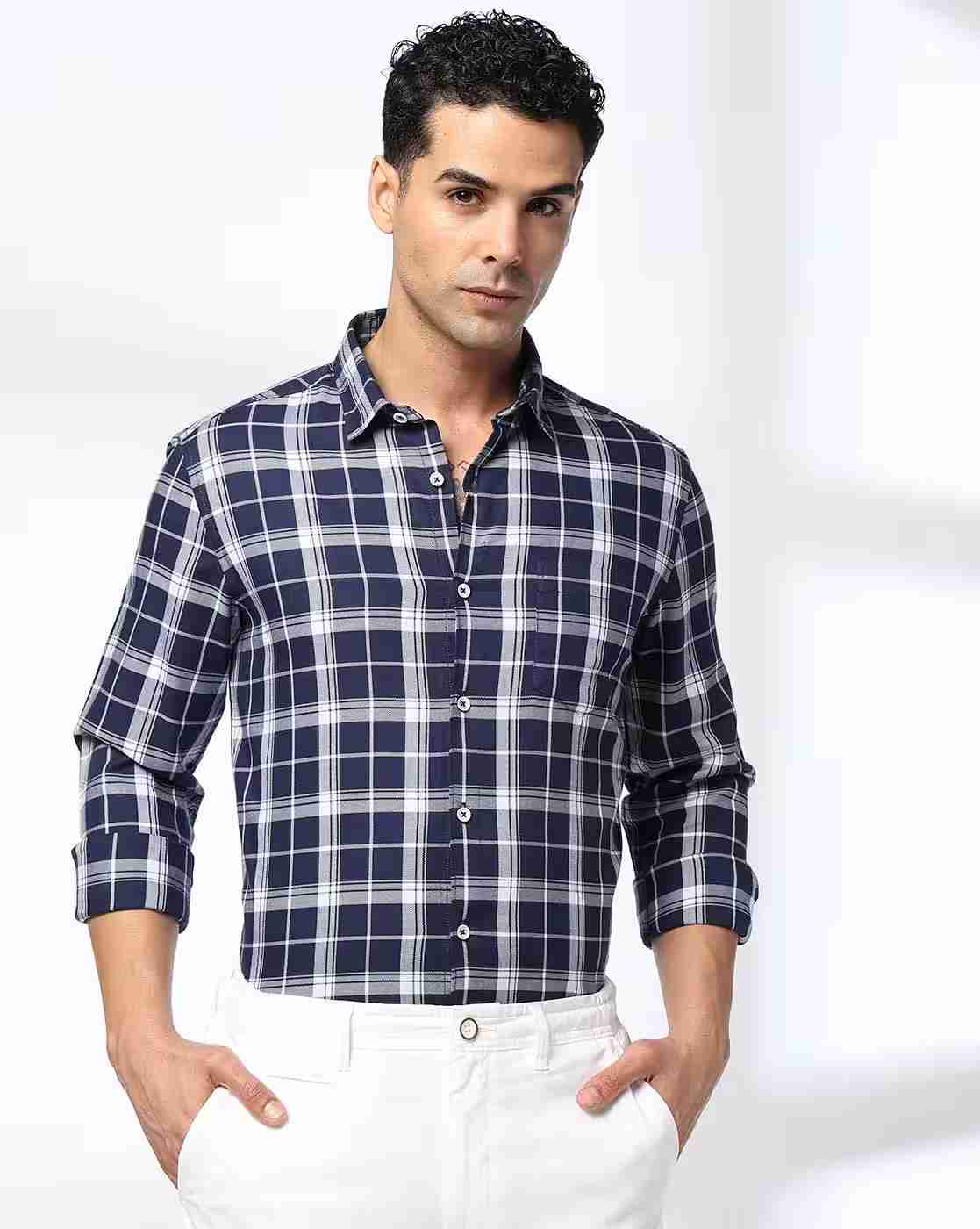 NETPLAY | Men Checked Slim Fit Shirt|0