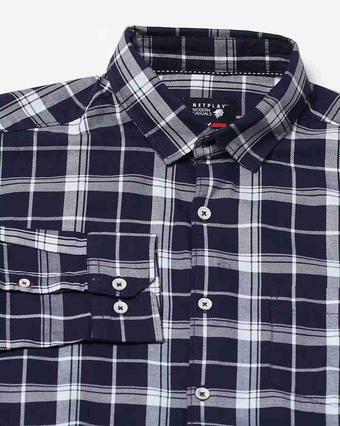 NETPLAY | Men Checked Slim Fit Shirt|5