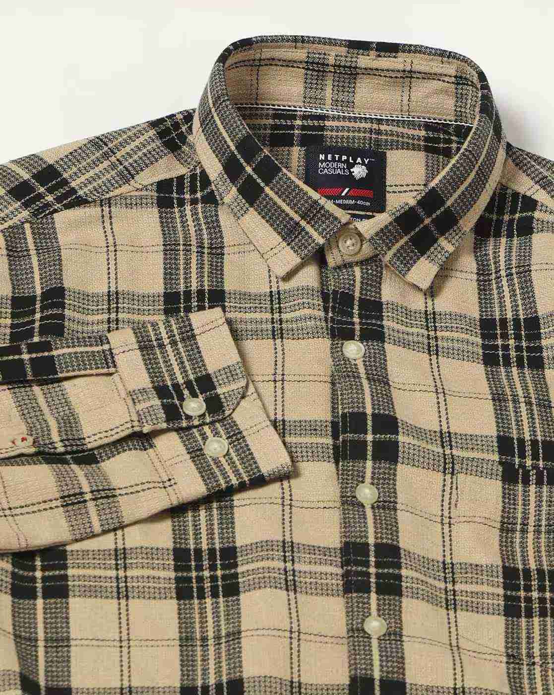 NETPLAY | Men Checked Slim Fit Shirt|5
