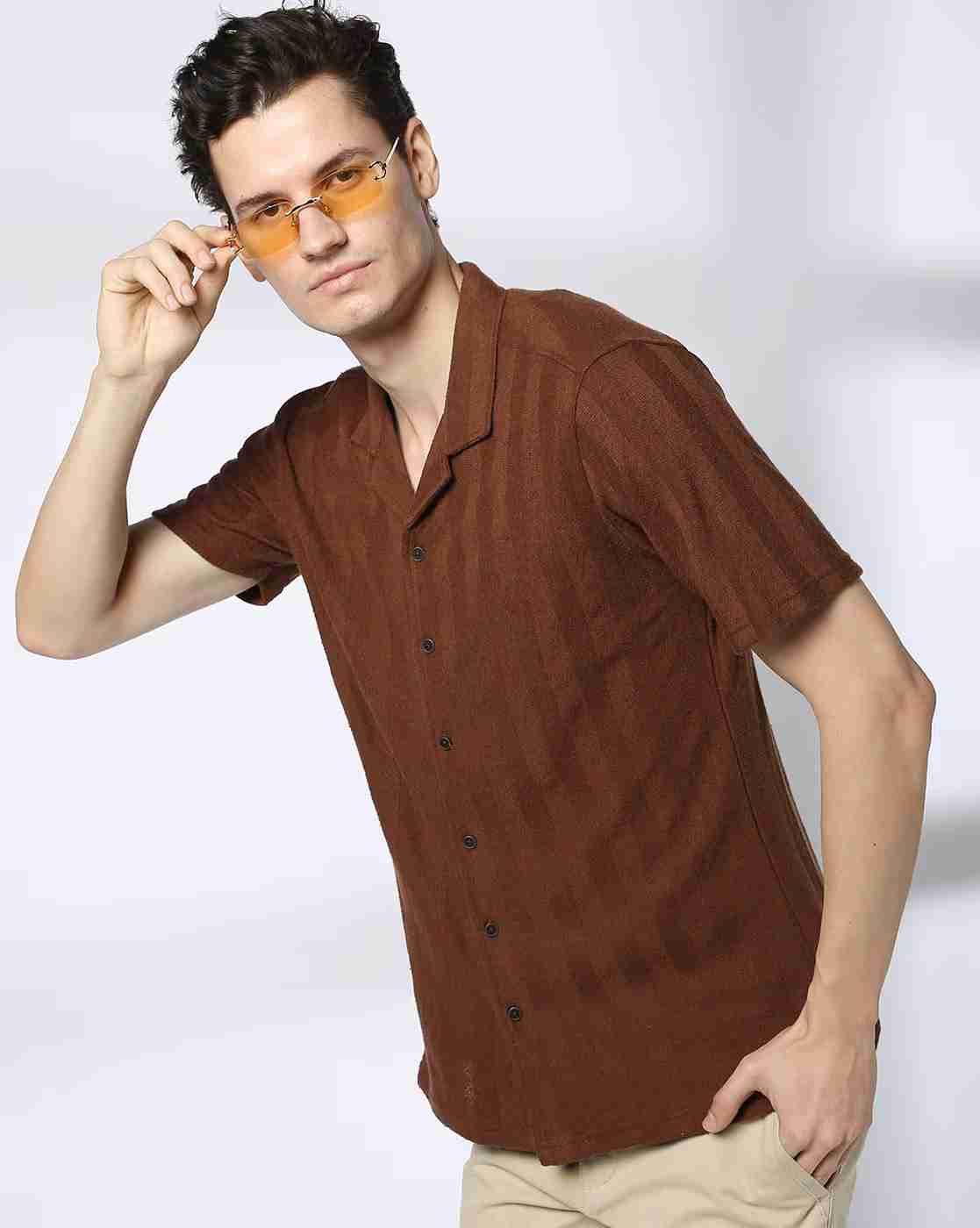 Men Self-Striped Slim Fit Shirt