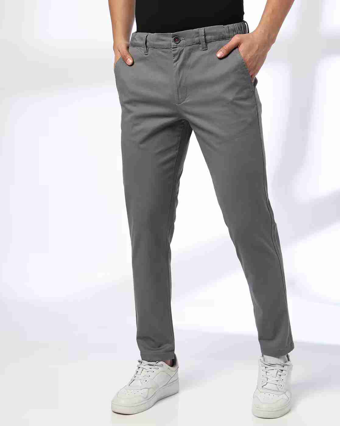 Men Slim Fit Flat-Front Chinos