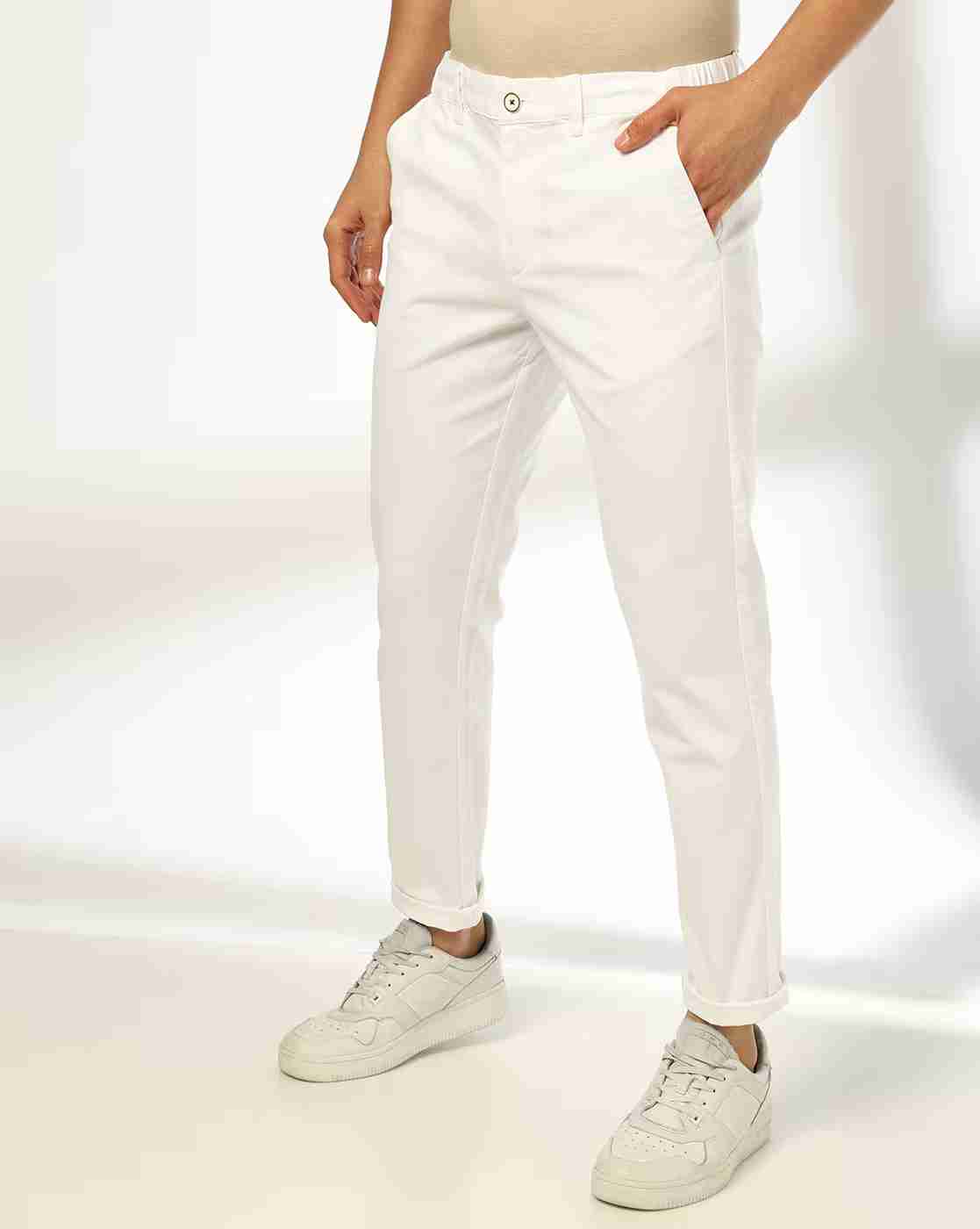 Men Slim Fit Flat-Front Chinos
