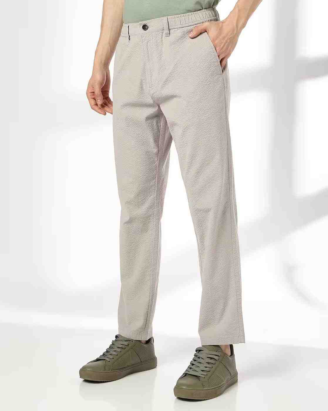 Men Seersucker Regular Fit Chinos