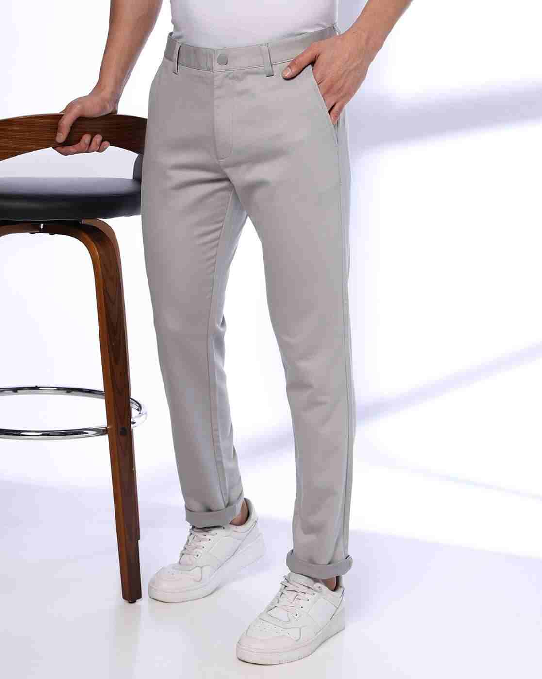Men Tapered Fit Flat-Front Chinos