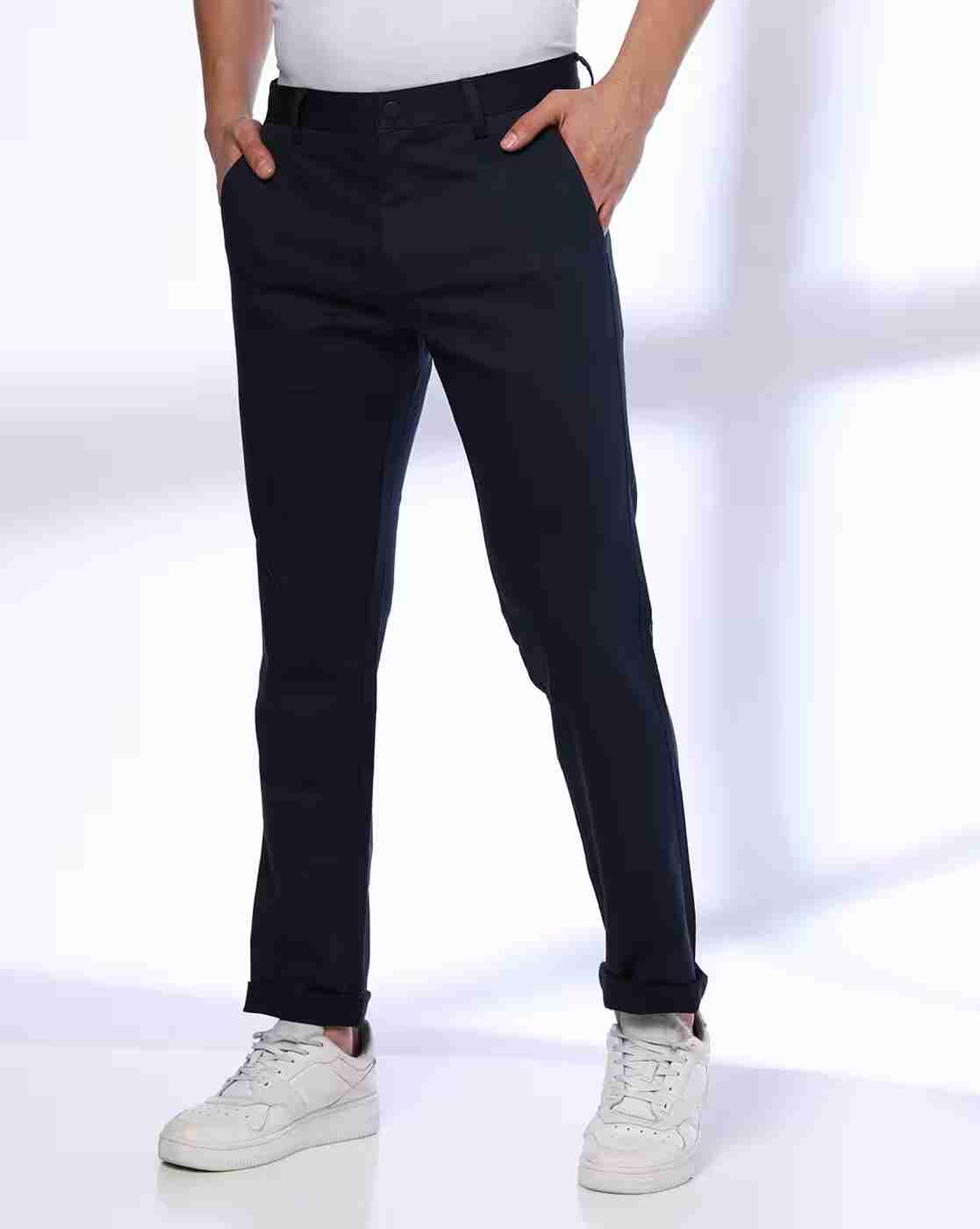 Men Tapered Fit Flat-Front Chinos