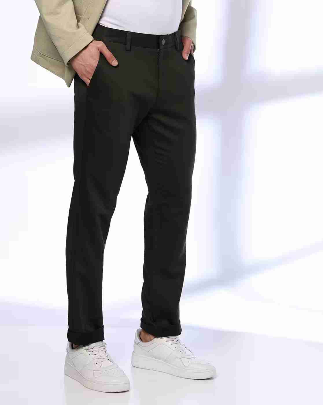 Men Tapered Fit Flat-Front Chinos