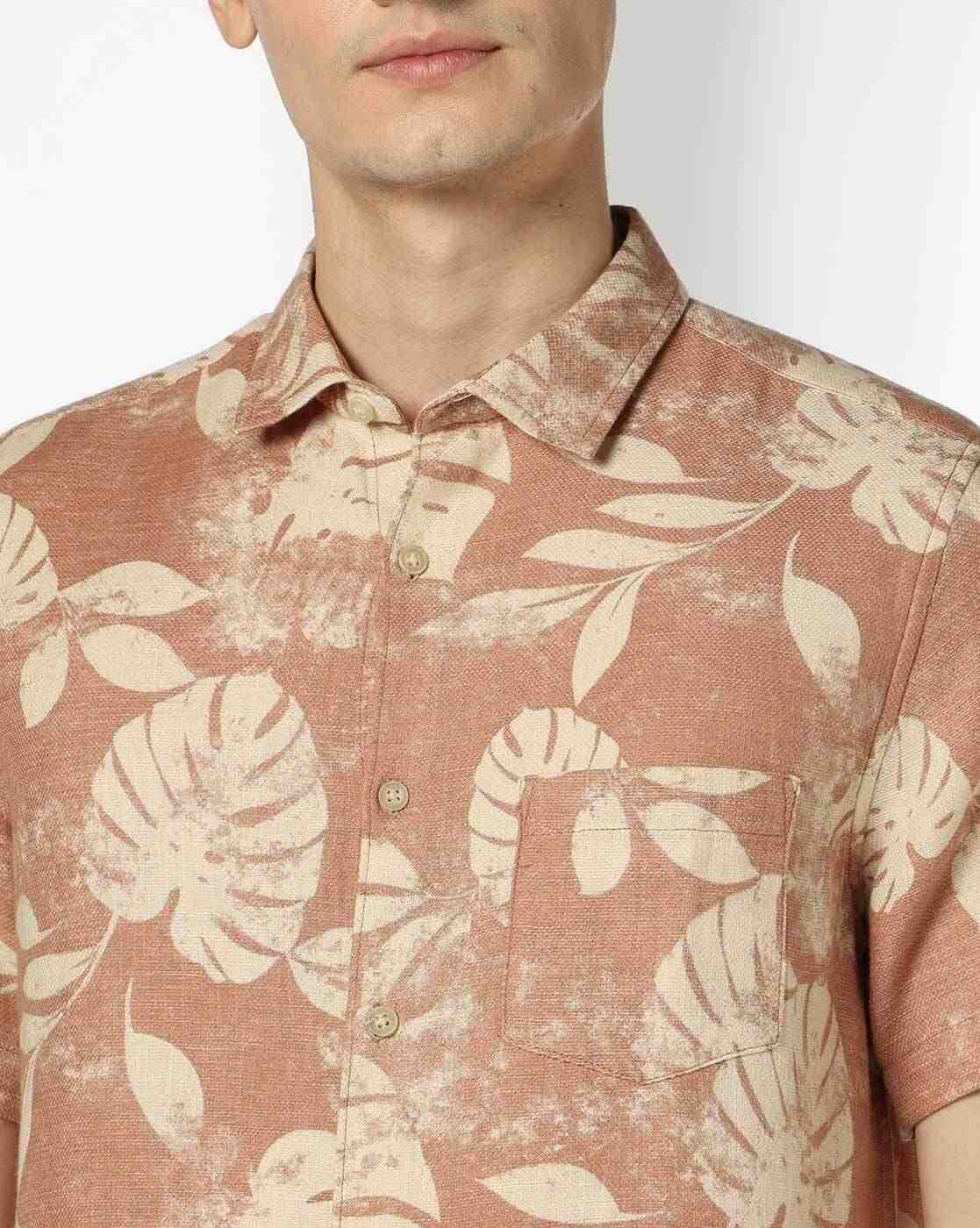 NETPLAY | Men Leaf Print Regular Fit Cotton Shirt|4