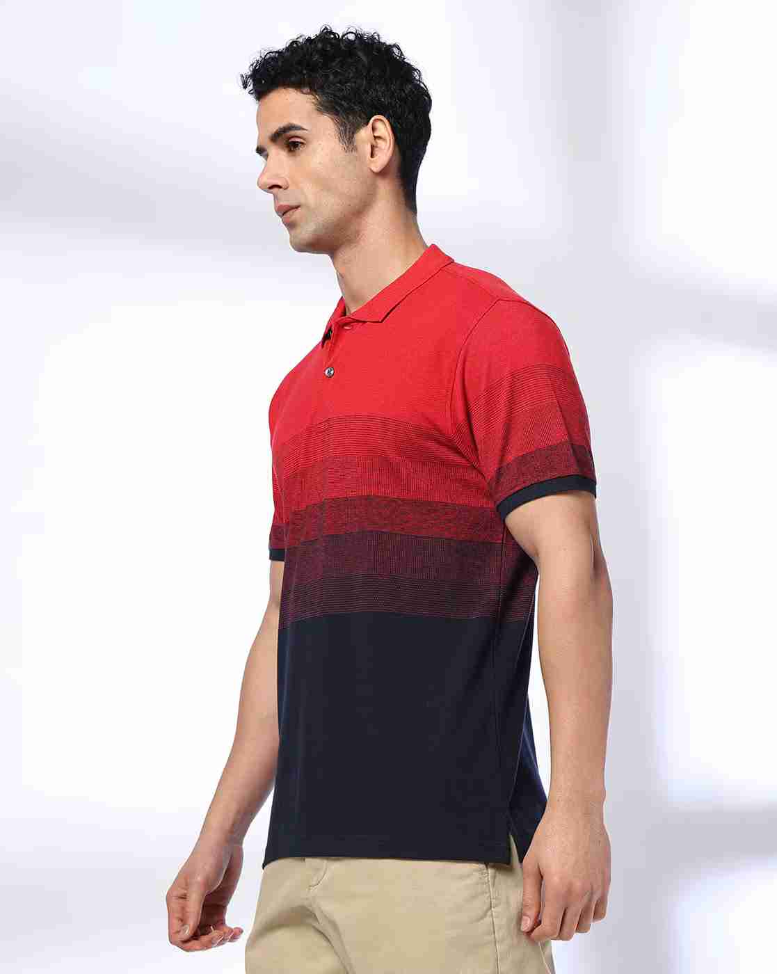 NETPLAY | Men Striped Slim Fit Polo T-Shirt|1