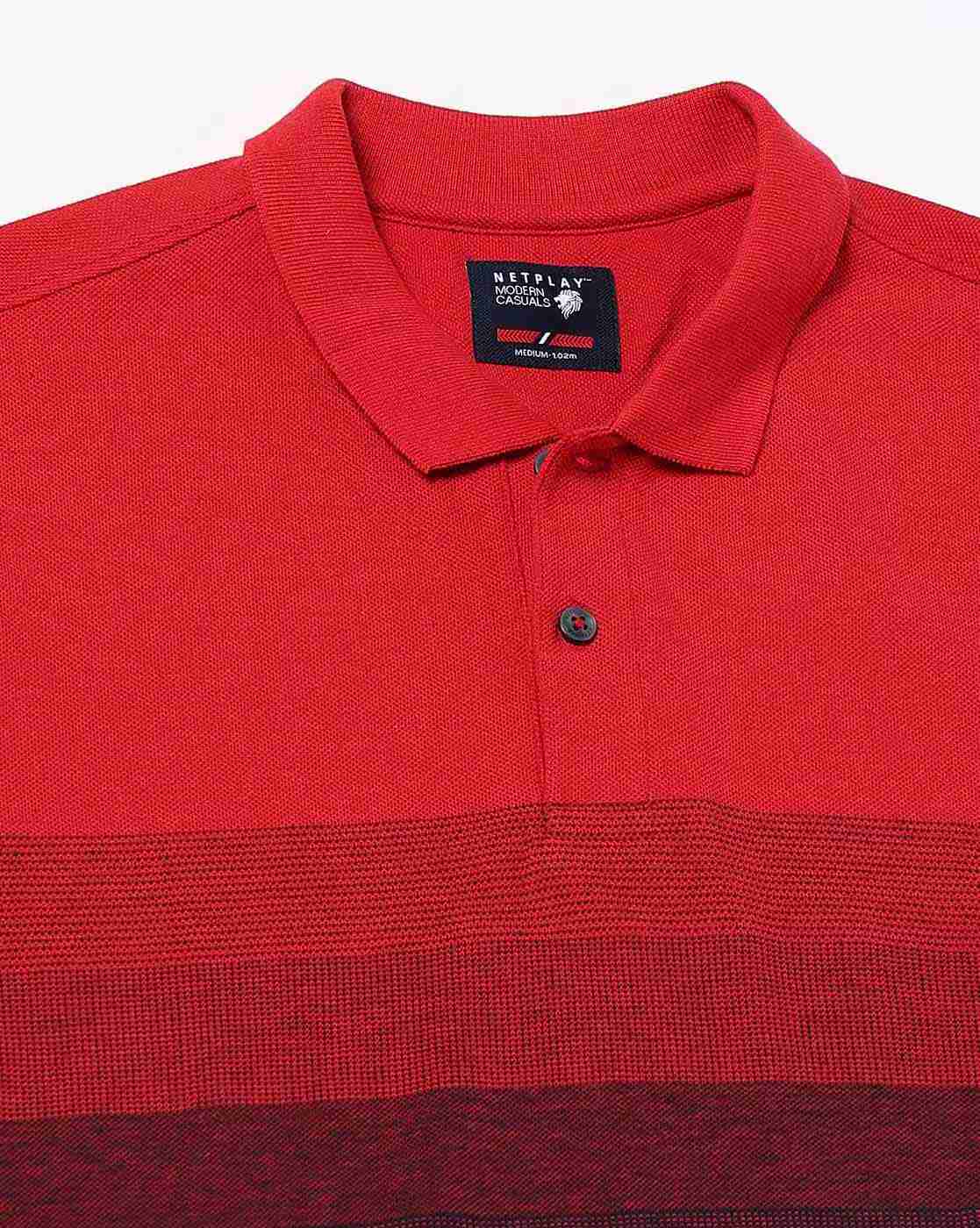 NETPLAY | Men Striped Slim Fit Polo T-Shirt|5