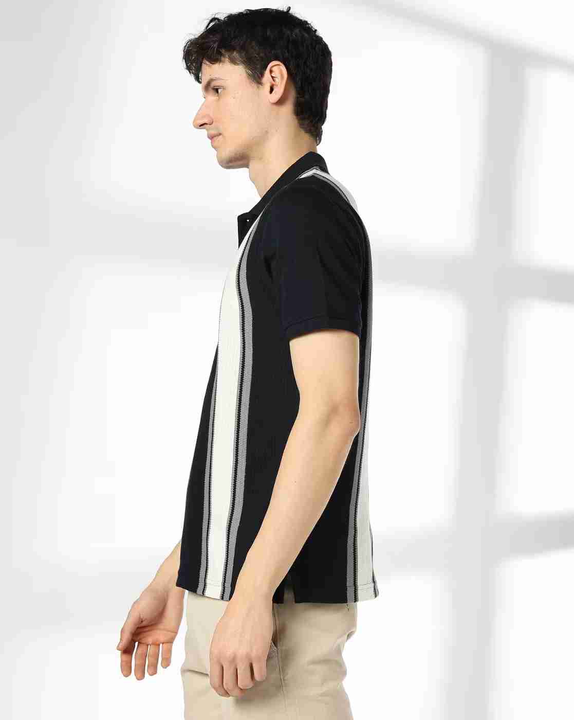 NETPLAY | Men Placement Striped Slim Fit Polo T-Shirt|1