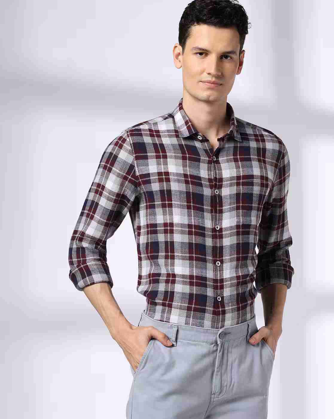 NETPLAY | Men Checked Regular Fit Cotton Shirt|0