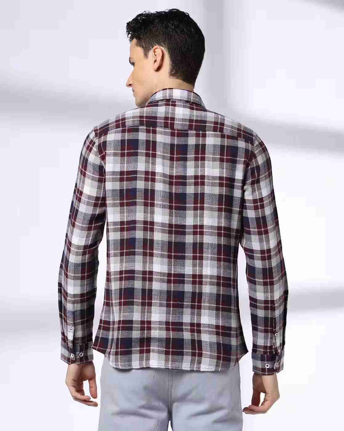 NETPLAY | Men Checked Regular Fit Cotton Shirt|2