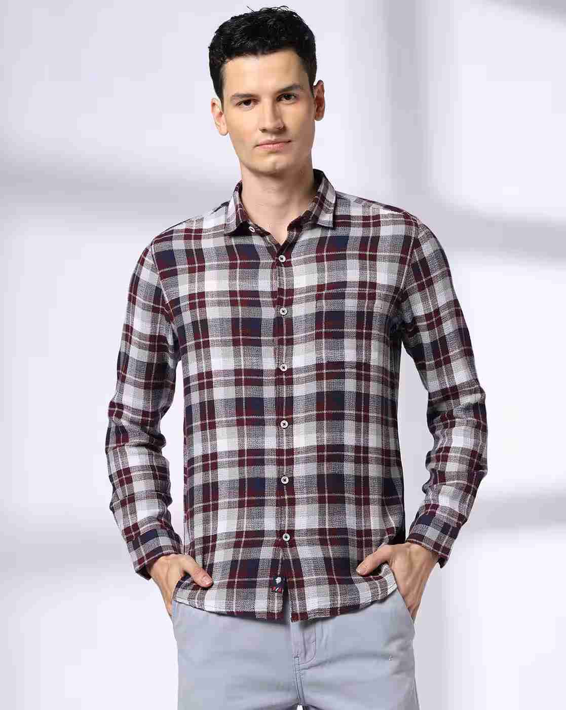 NETPLAY | Men Checked Regular Fit Cotton Shirt|3