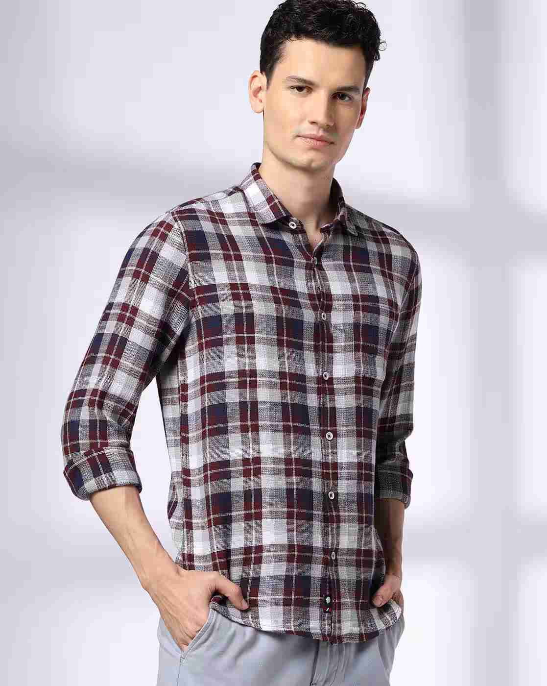NETPLAY | Men Checked Regular Fit Cotton Shirt|4