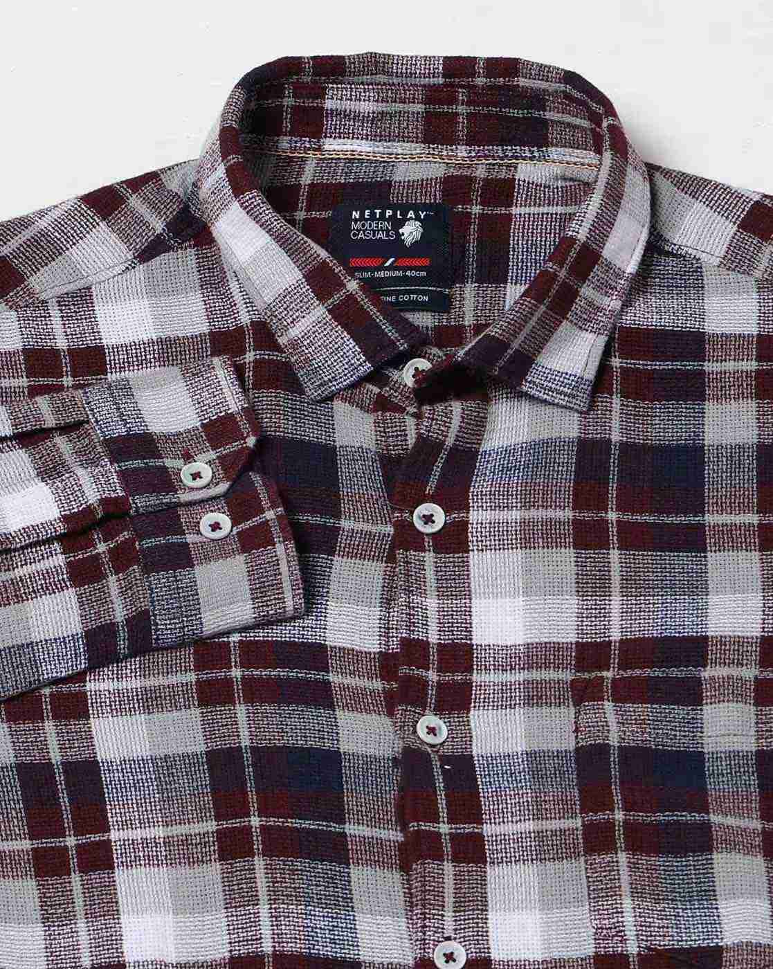 NETPLAY | Men Checked Regular Fit Cotton Shirt|6