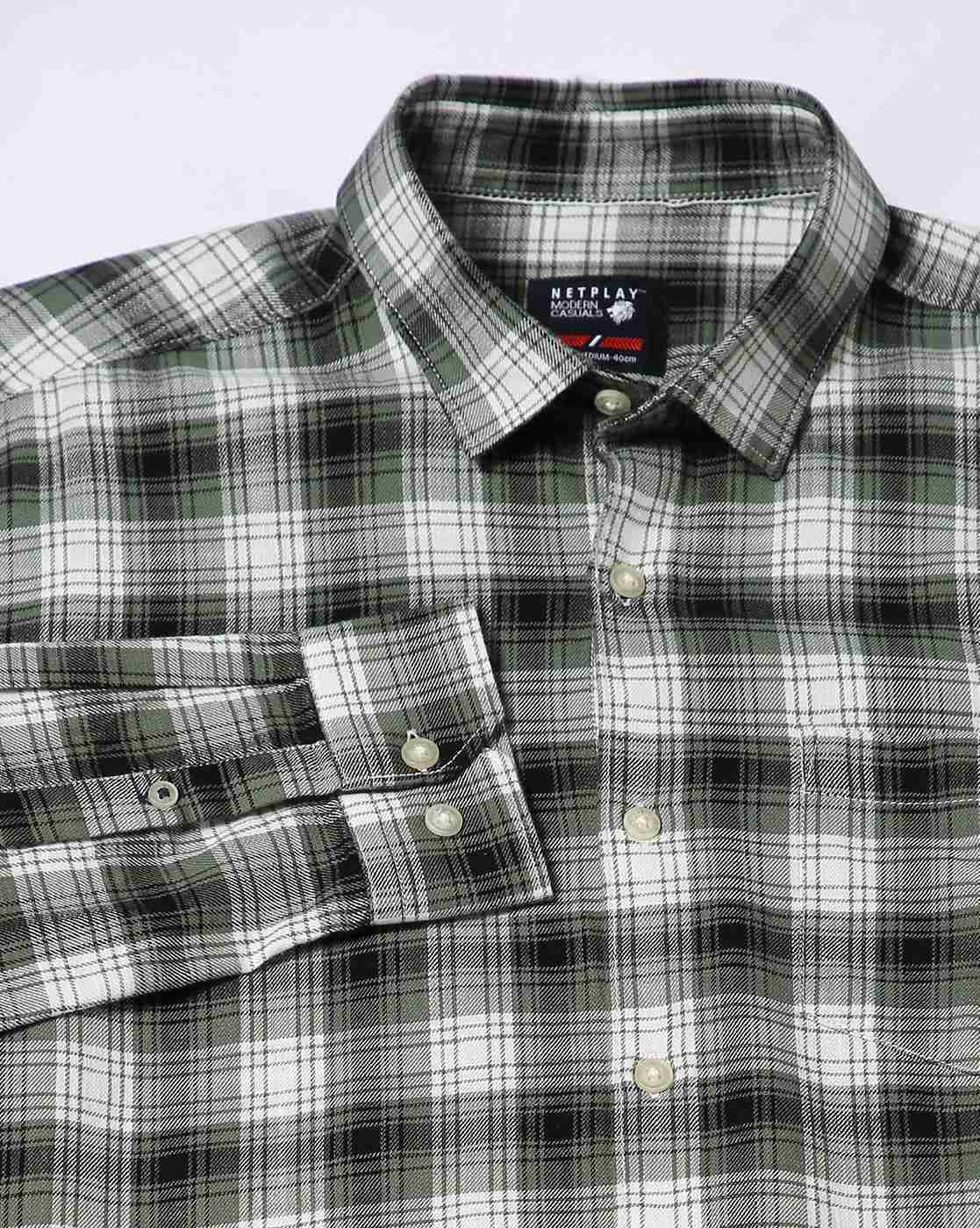 NETPLAY | Men Checked Regular Fit Shirt with Patch Pocket|5