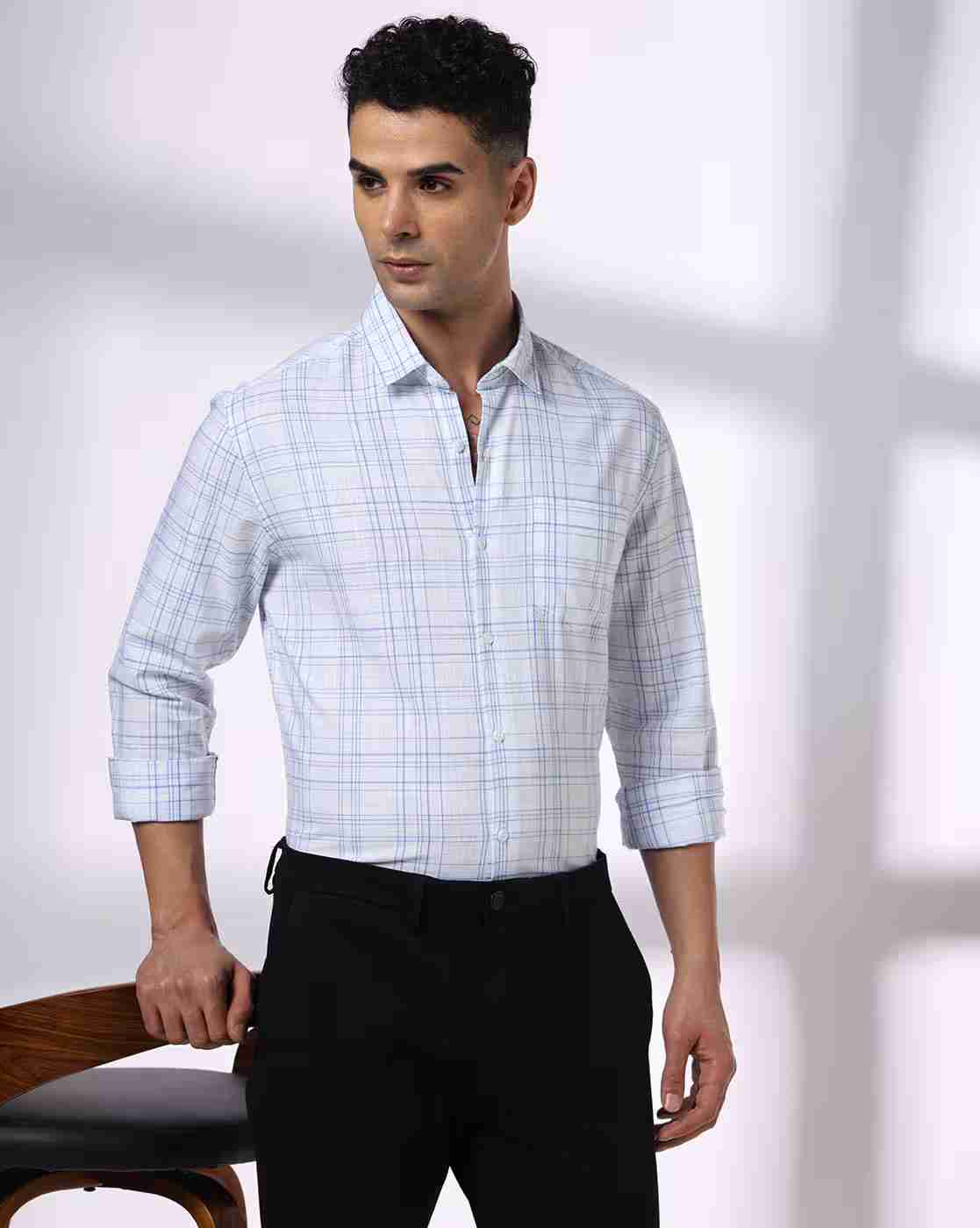 NETPLAY | Men Checked Regular Fit Shirt with Patch Pocket|0