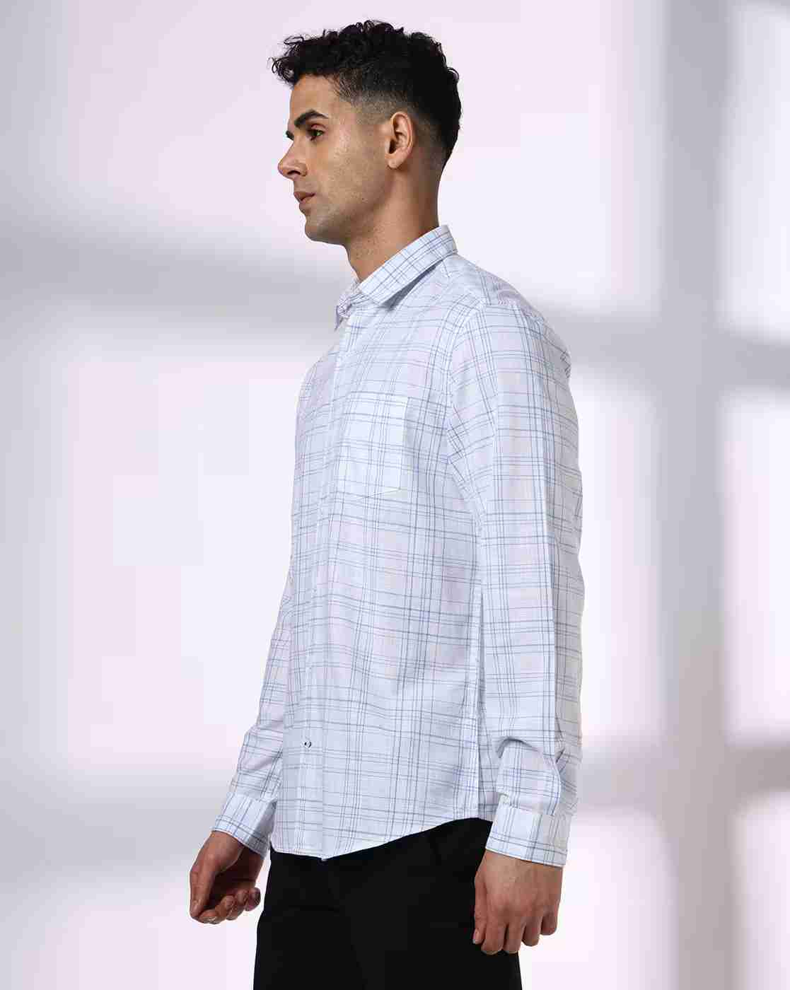 NETPLAY | Men Checked Regular Fit Shirt with Patch Pocket|1