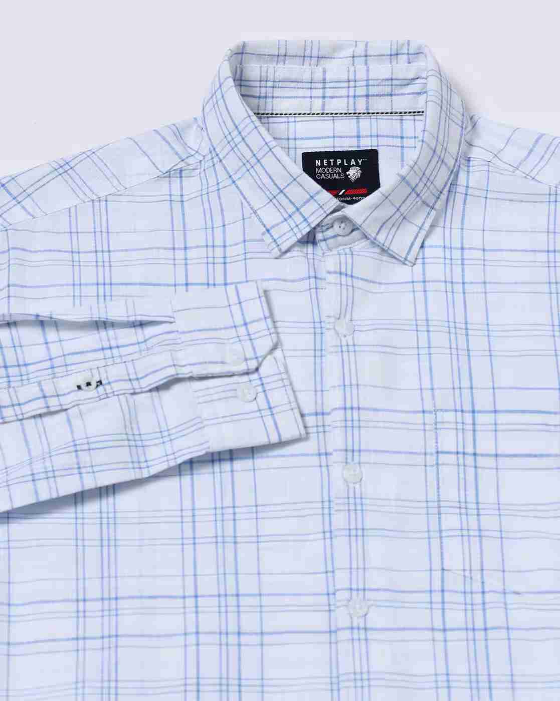 NETPLAY | Men Checked Regular Fit Shirt with Patch Pocket|6