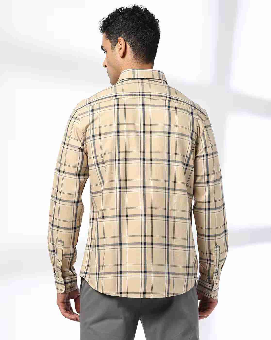 NETPLAY | Men Checked Regular Fit Cotton Shirt with Patch Pocket|4