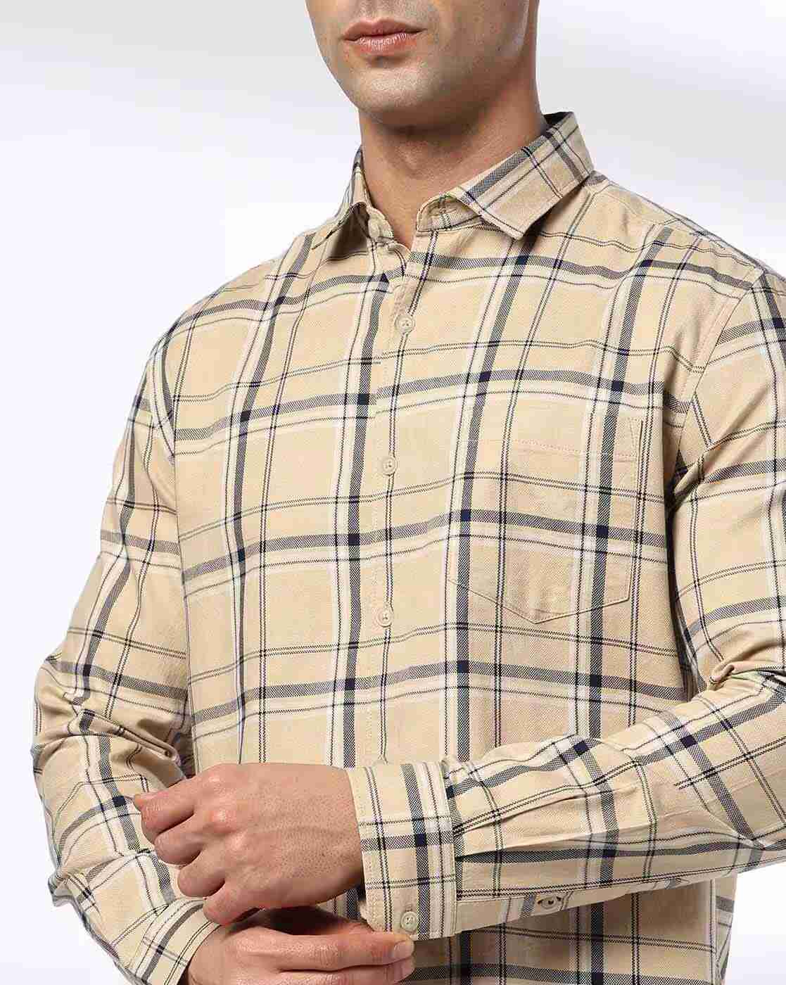 NETPLAY | Men Checked Regular Fit Cotton Shirt with Patch Pocket|5