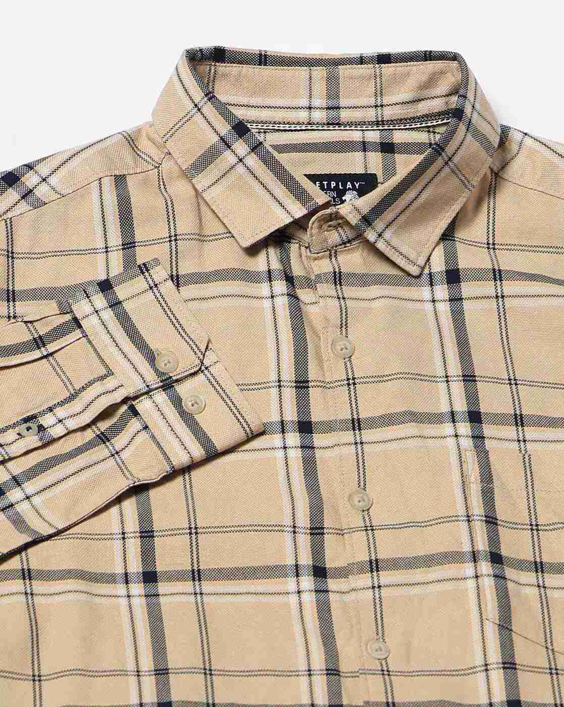 NETPLAY | Men Checked Regular Fit Cotton Shirt with Patch Pocket|6