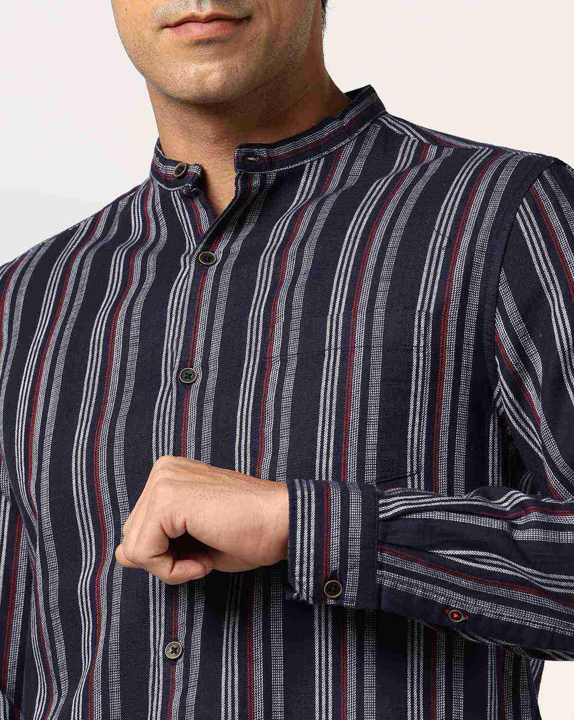 NETPLAY | Men Striped Regular Fit Shirt with Patch Pocket|4