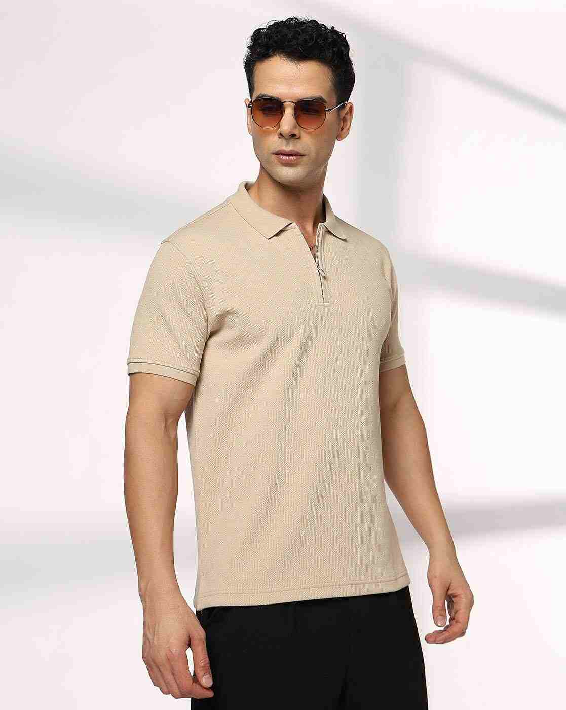 NETPLAY | Men Self-Structured Slim Fit Polo T-Shirt|0