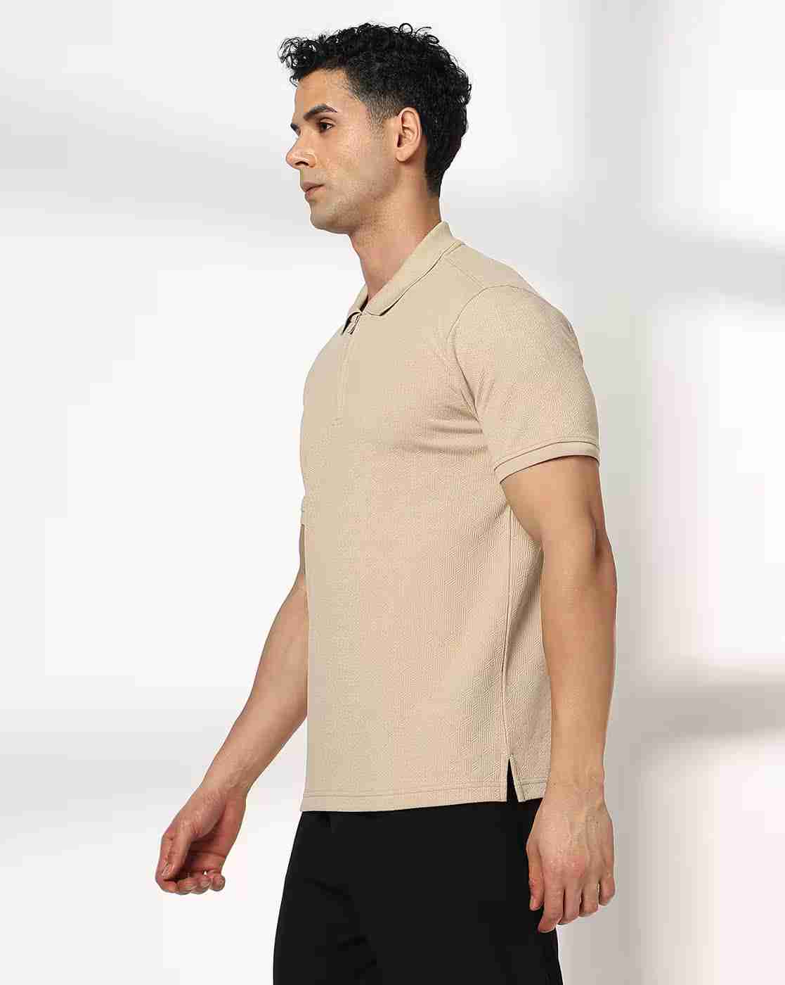 NETPLAY | Men Self-Structured Slim Fit Polo T-Shirt|1
