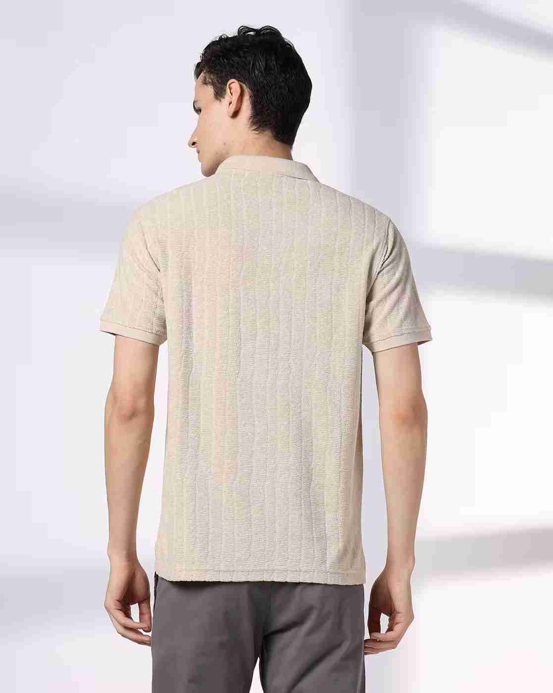 NETPLAY | Men Self-Striped Slim Fit Polo T-Shirt|2