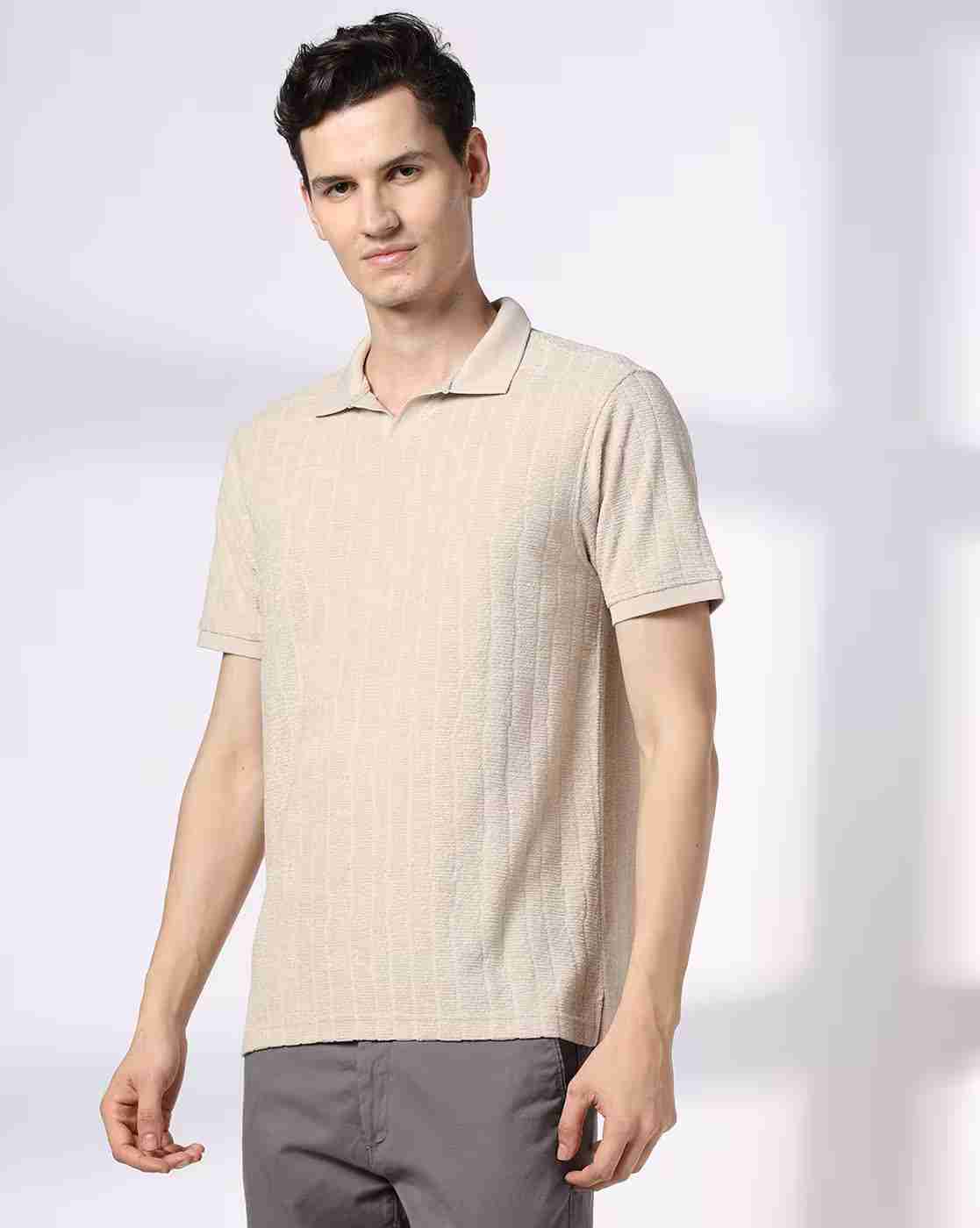 NETPLAY | Men Self-Striped Slim Fit Polo T-Shirt|3