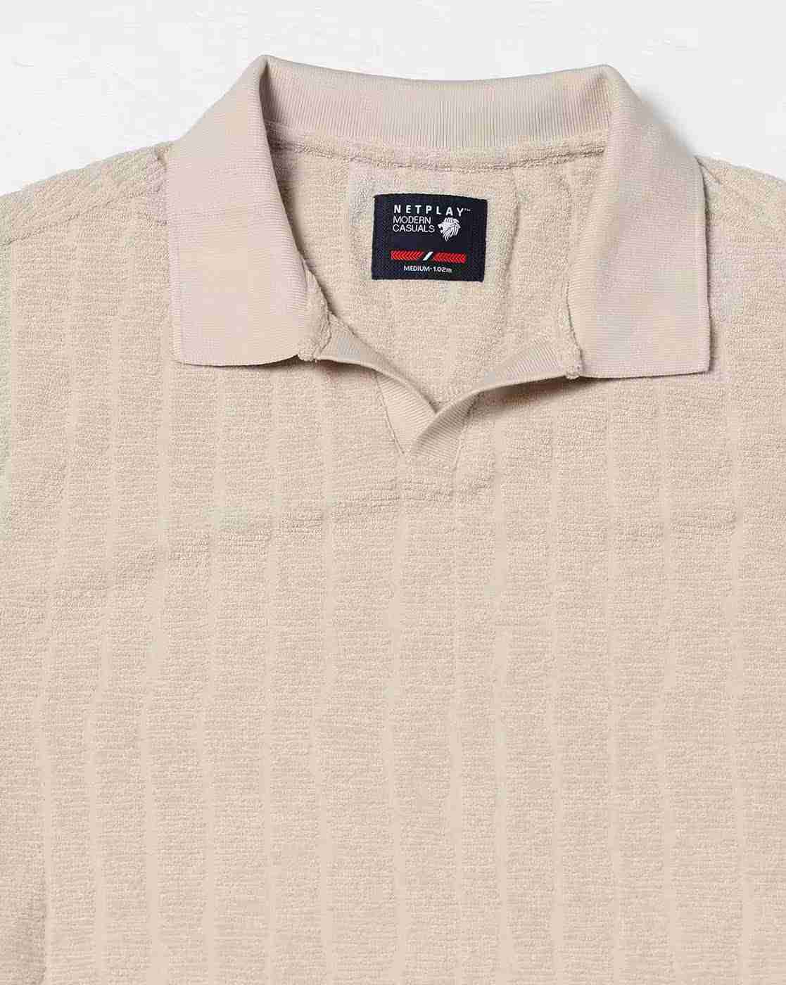 NETPLAY | Men Self-Striped Slim Fit Polo T-Shirt|5