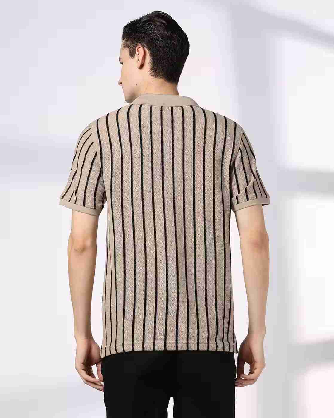 NETPLAY | Men Striped Slim Fit Polo T-Shirt|3