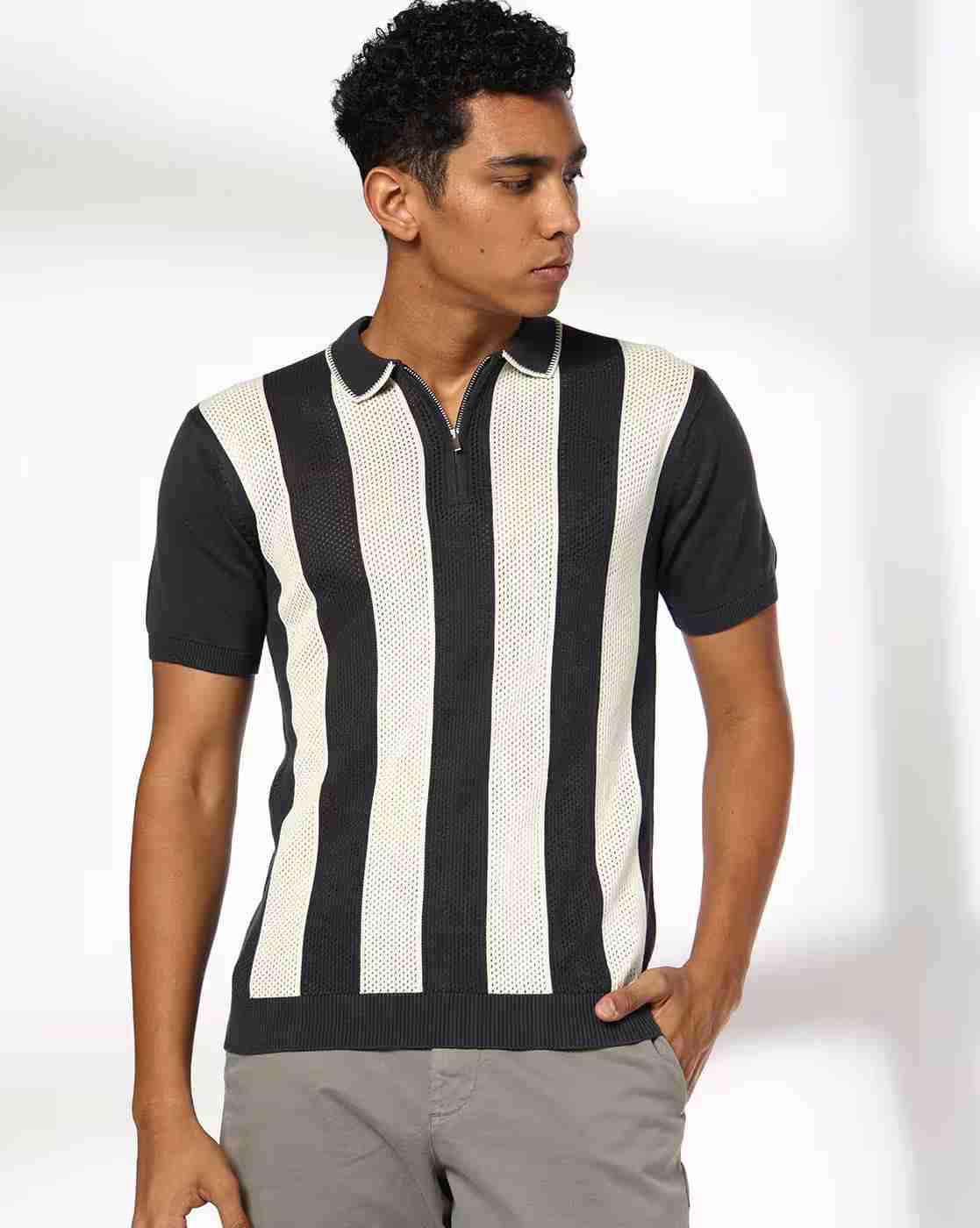 NETPLAY | Men Striped Slim Fit Polo T-Shirt|3