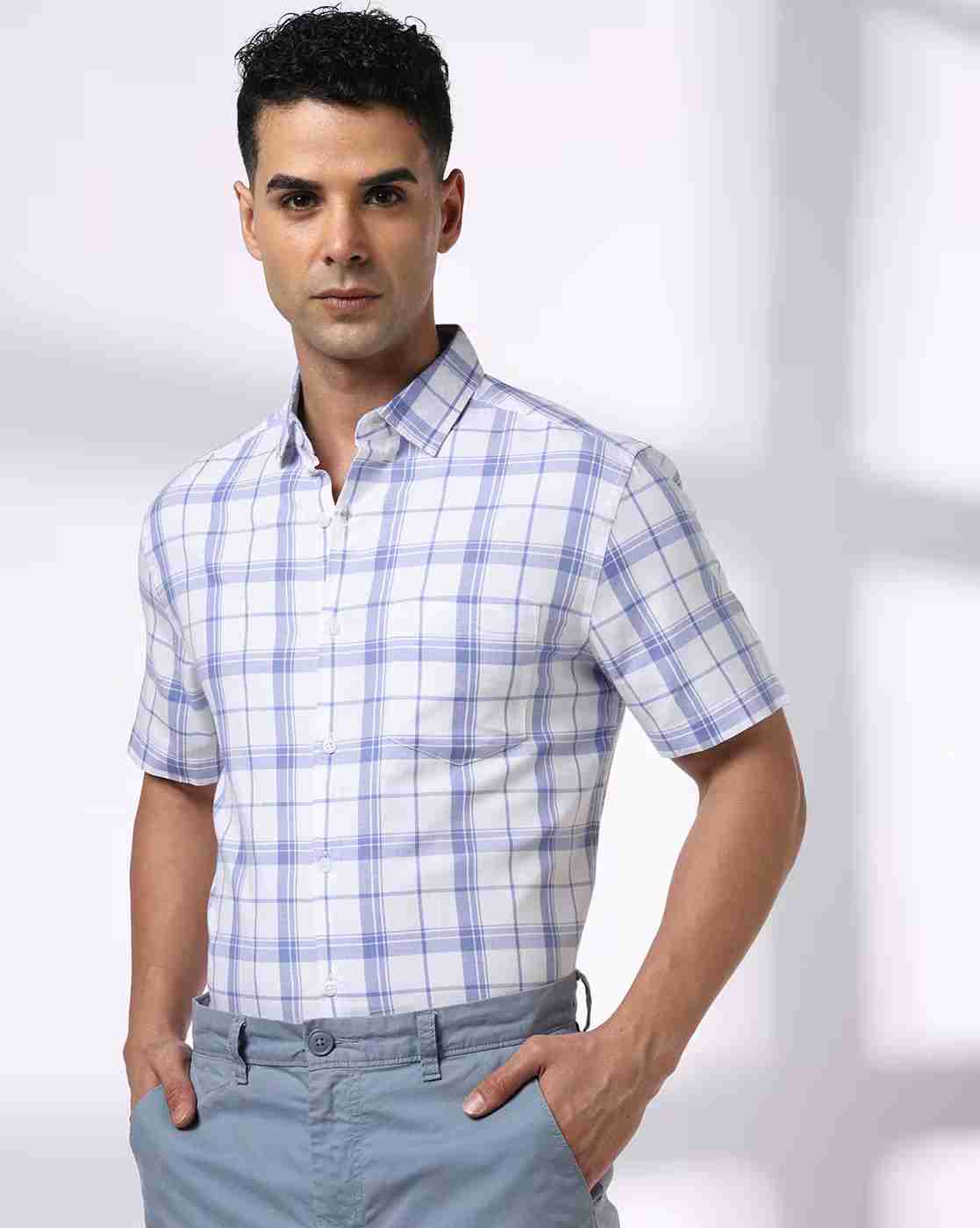 NETPLAY | Men Checked Regular Fit Shirt with Patch Pocket|0
