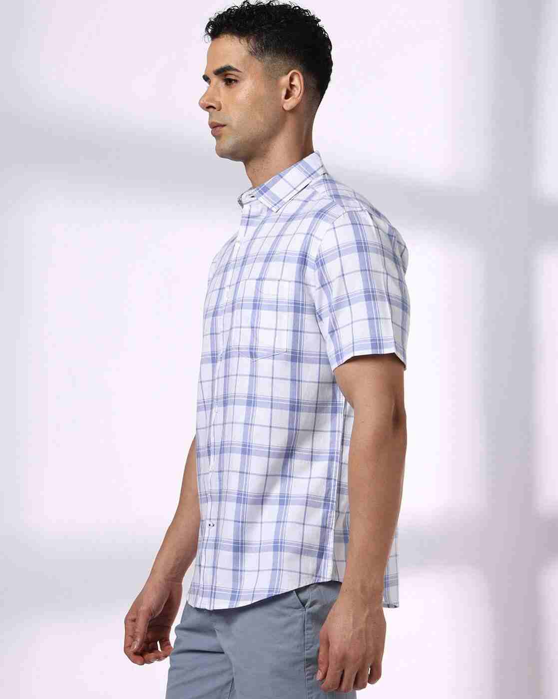NETPLAY | Men Checked Regular Fit Shirt with Patch Pocket|1
