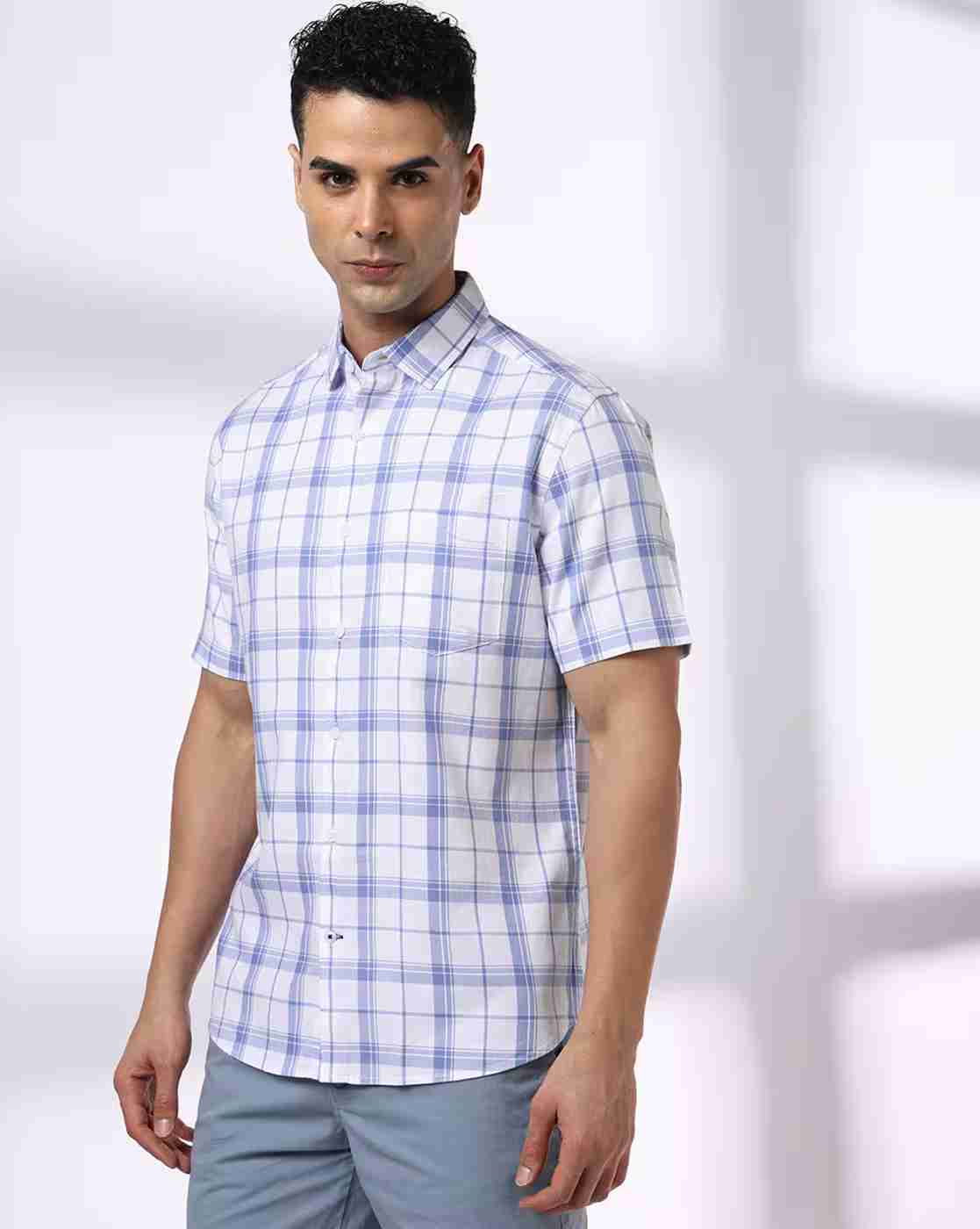NETPLAY | Men Checked Regular Fit Shirt with Patch Pocket|3