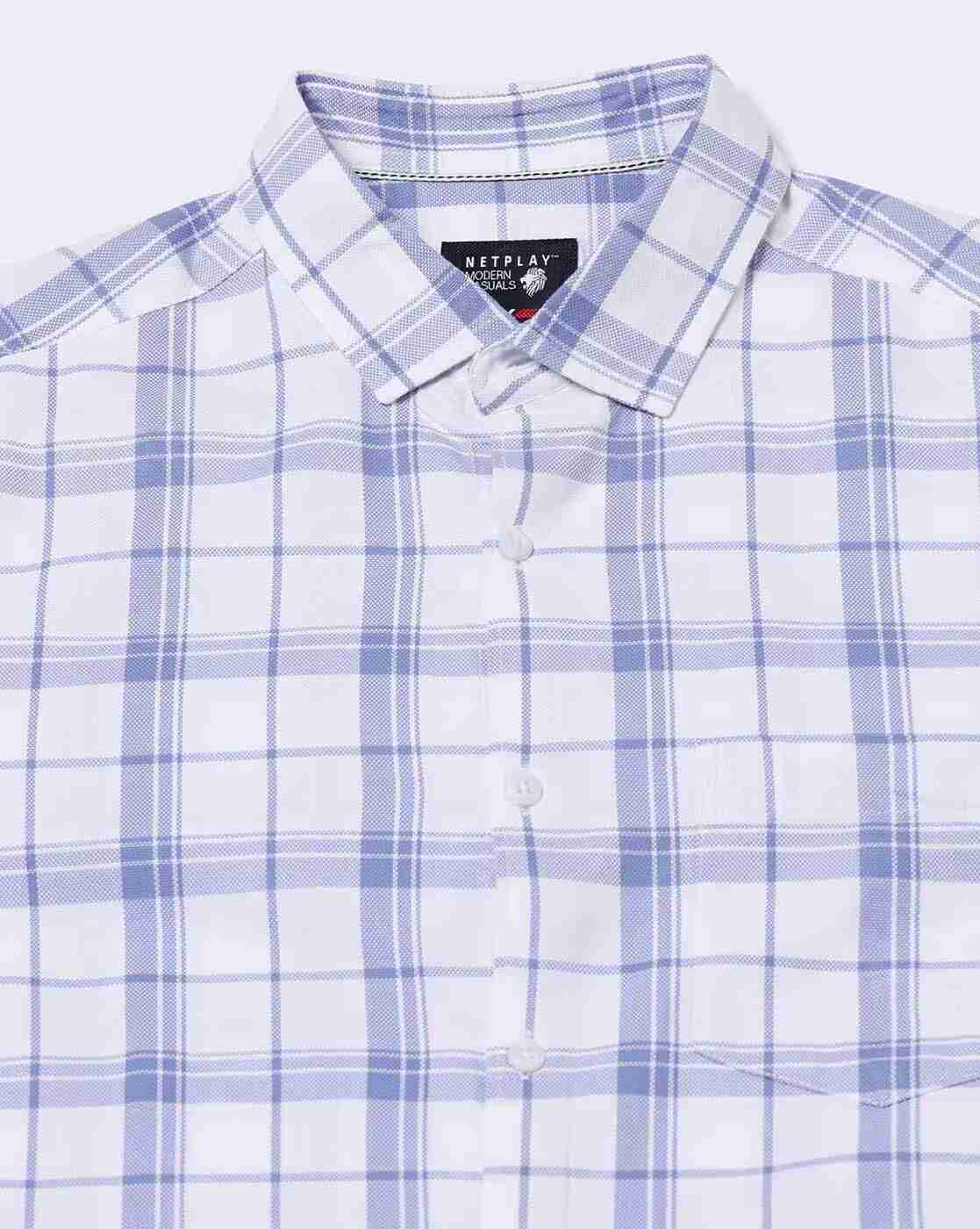 NETPLAY | Men Checked Regular Fit Shirt with Patch Pocket|5