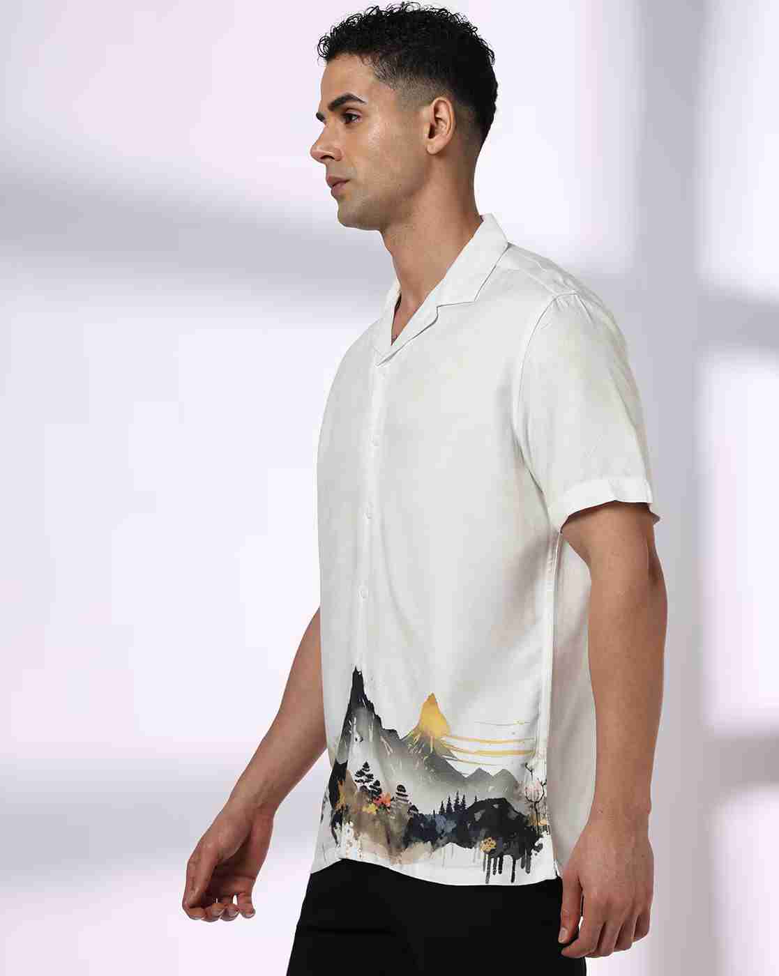NETPLAY | Men Graphic Print Regular Fit Shirt with Resort Collar|1
