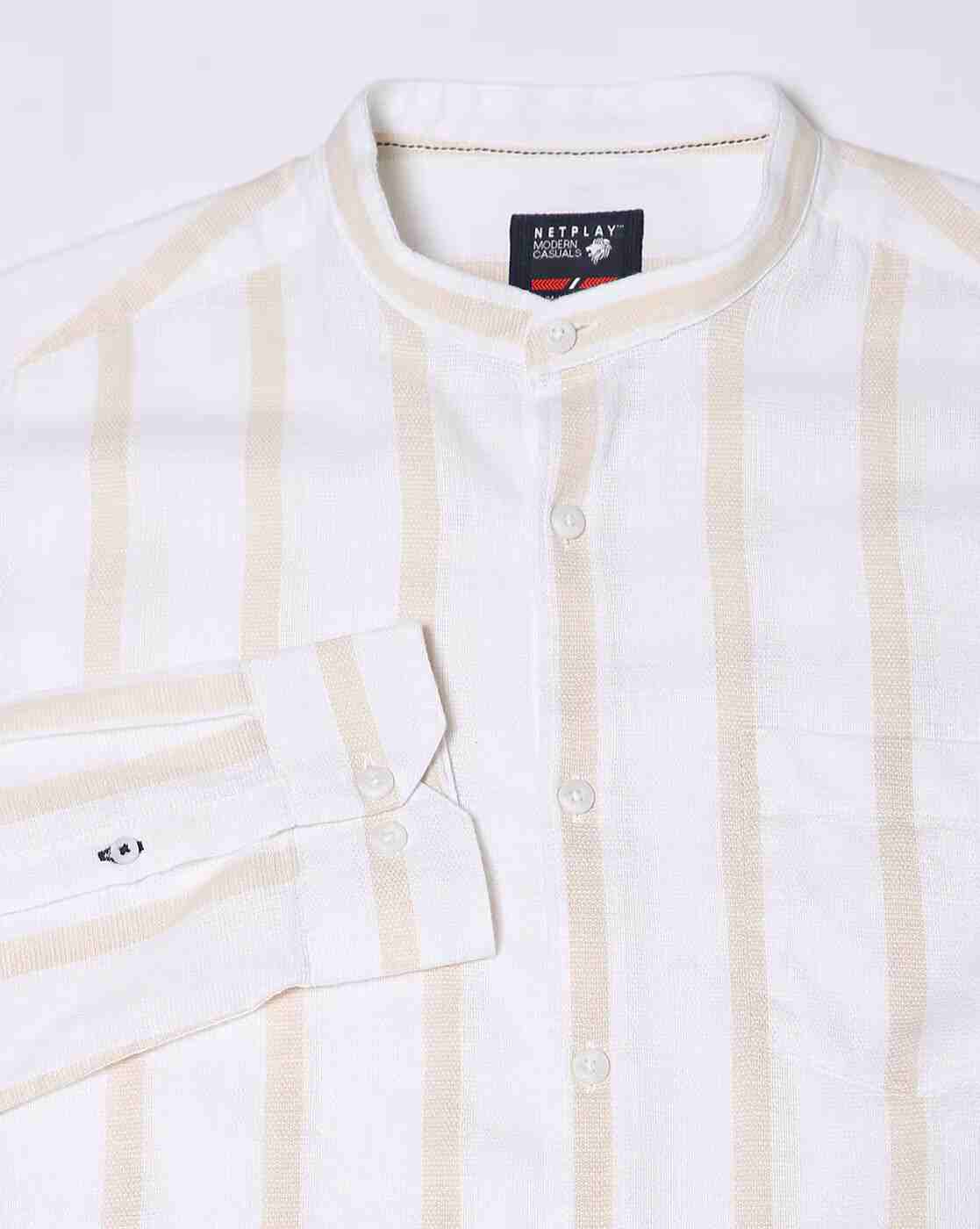 NETPLAY | Men Striped Regular Fit Shirt with Patch Pocket|5