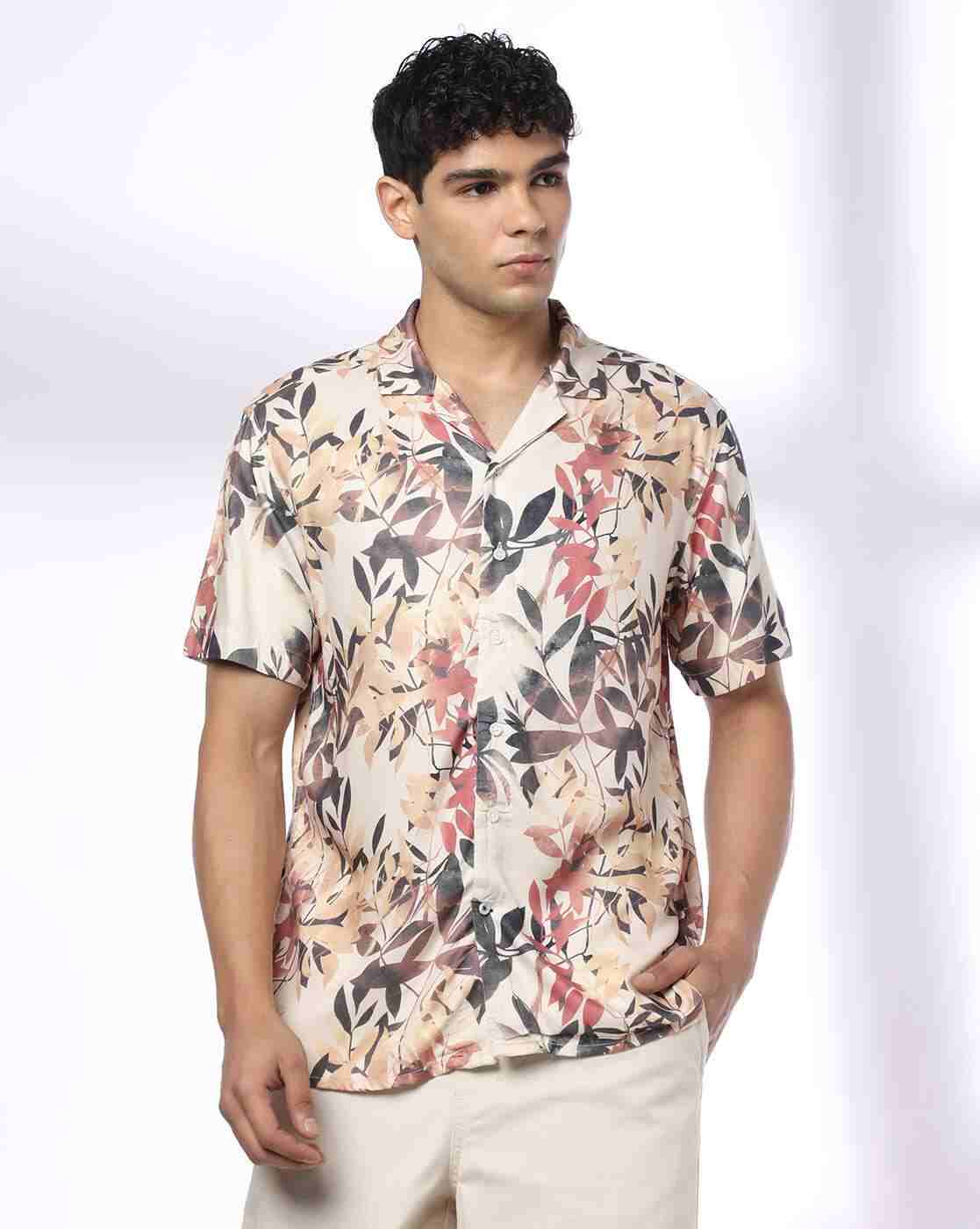 NETPLAY | Men Leaf Print Regular Fit Resort Shirt|0