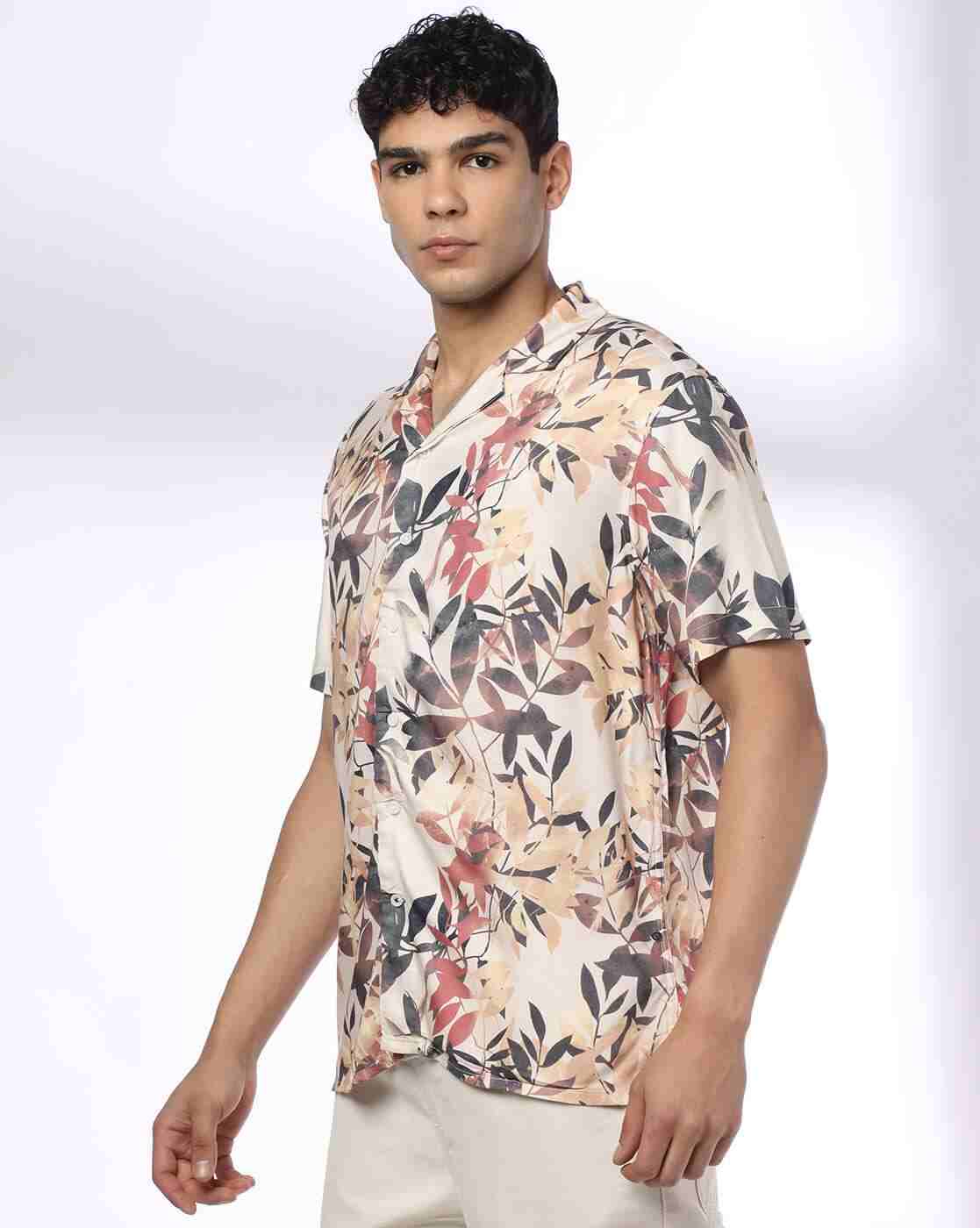 NETPLAY | Men Leaf Print Regular Fit Resort Shirt|1