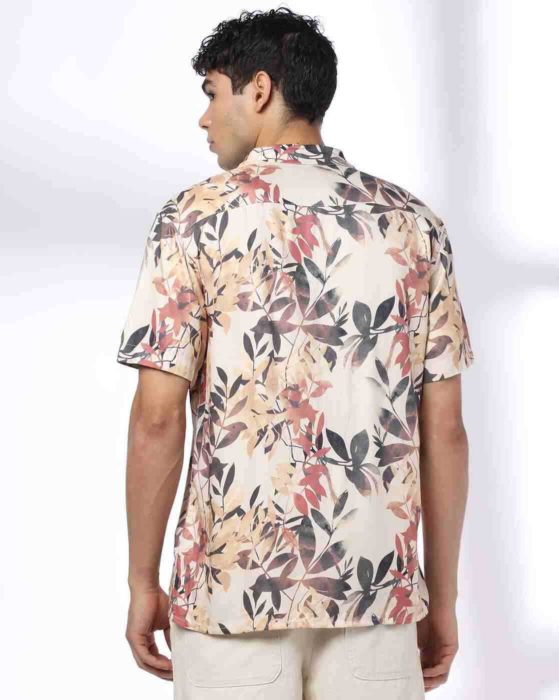 NETPLAY | Men Leaf Print Regular Fit Resort Shirt|2