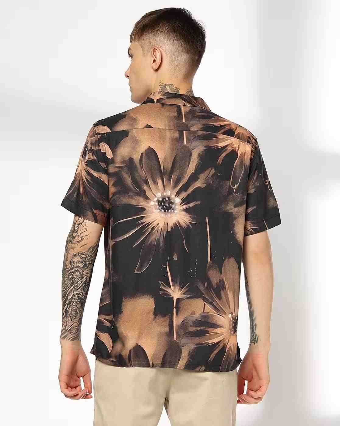 NETPLAY | Men Floral Print Regular Fit Resort Shirt|2