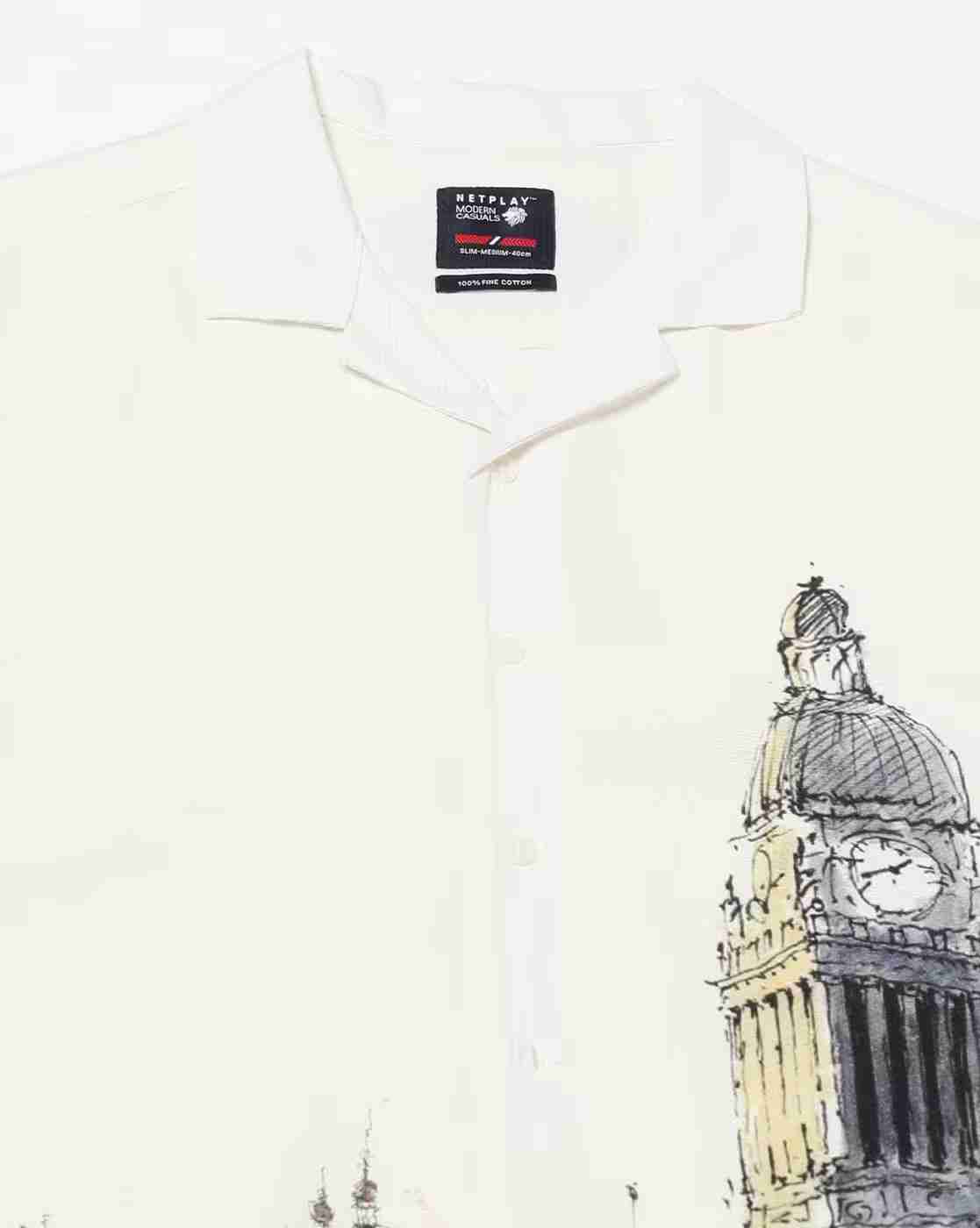NETPLAY | Men Graphic Print Regular Fit Cotton Resort Shirt|4