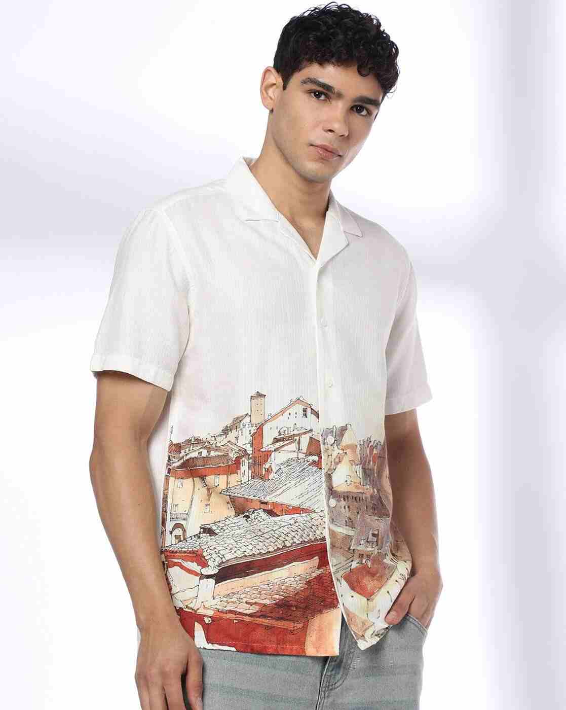 NETPLAY | Men Graphic Print Regular Fit Cotton Resort Shirt|0