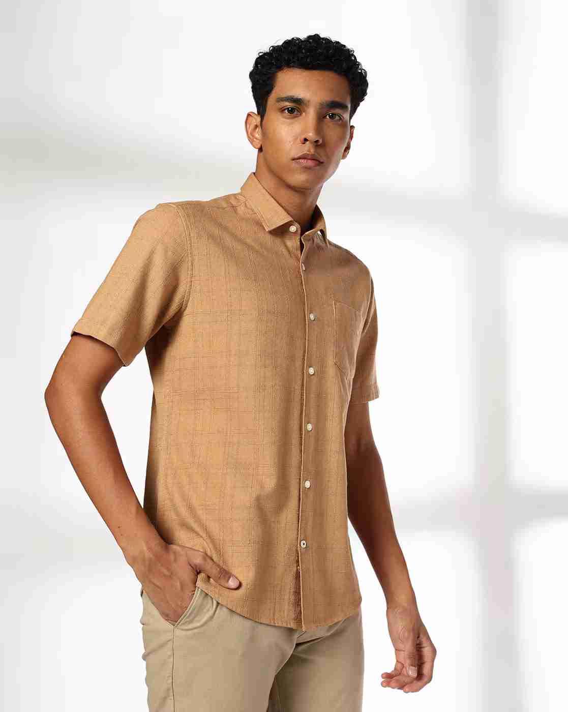 NETPLAY | Men Checked Regular Fit Cotton Shirt with Patch Pocket|0