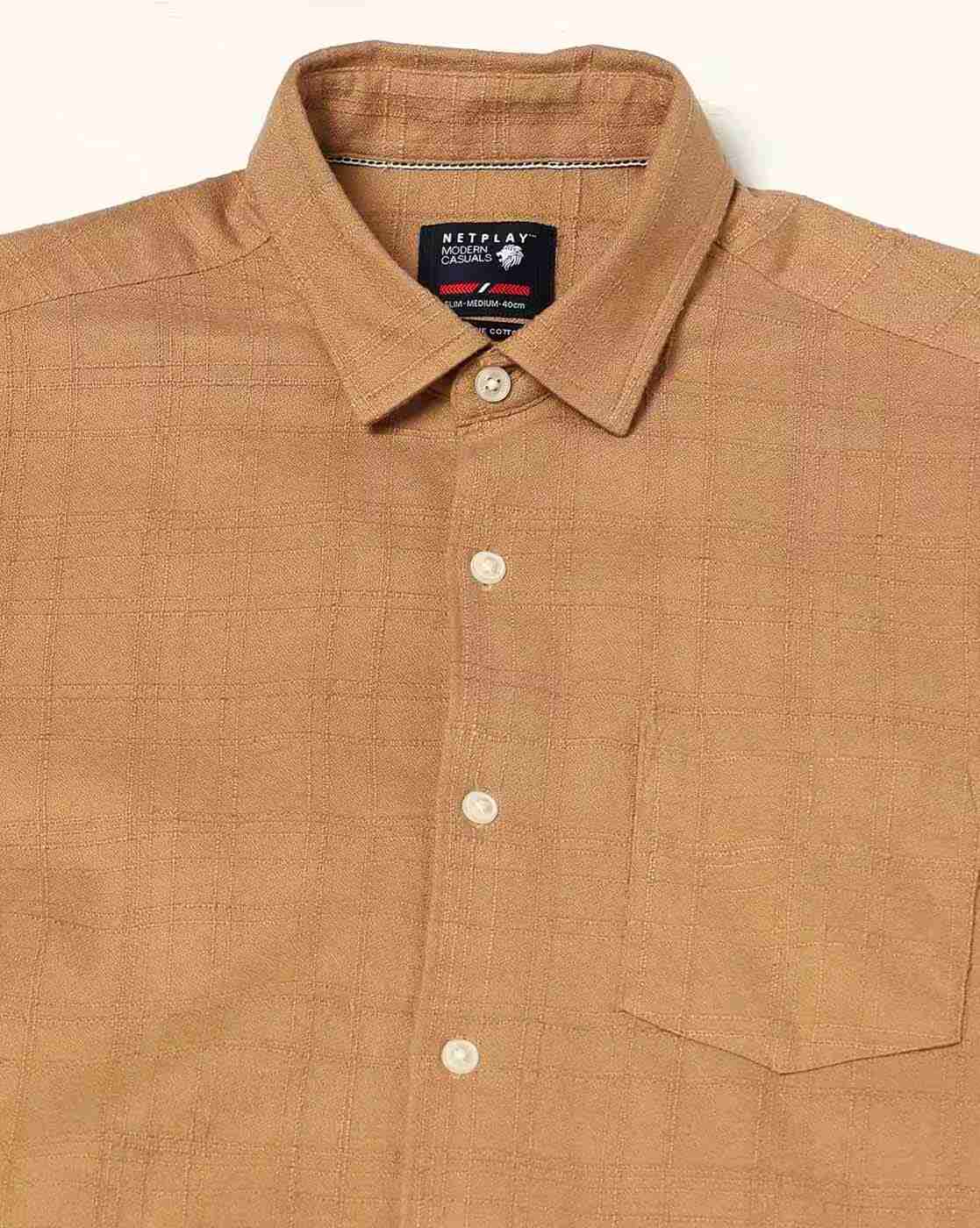 NETPLAY | Men Checked Regular Fit Cotton Shirt with Patch Pocket|4